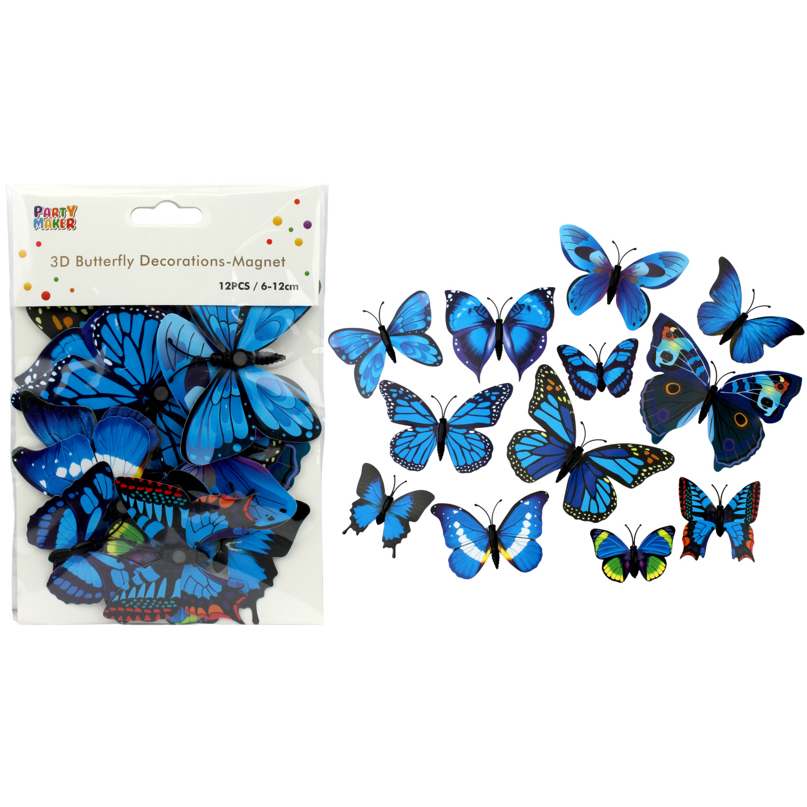 Blue Butterfly Magnetic Decorations (Pack of 12)
