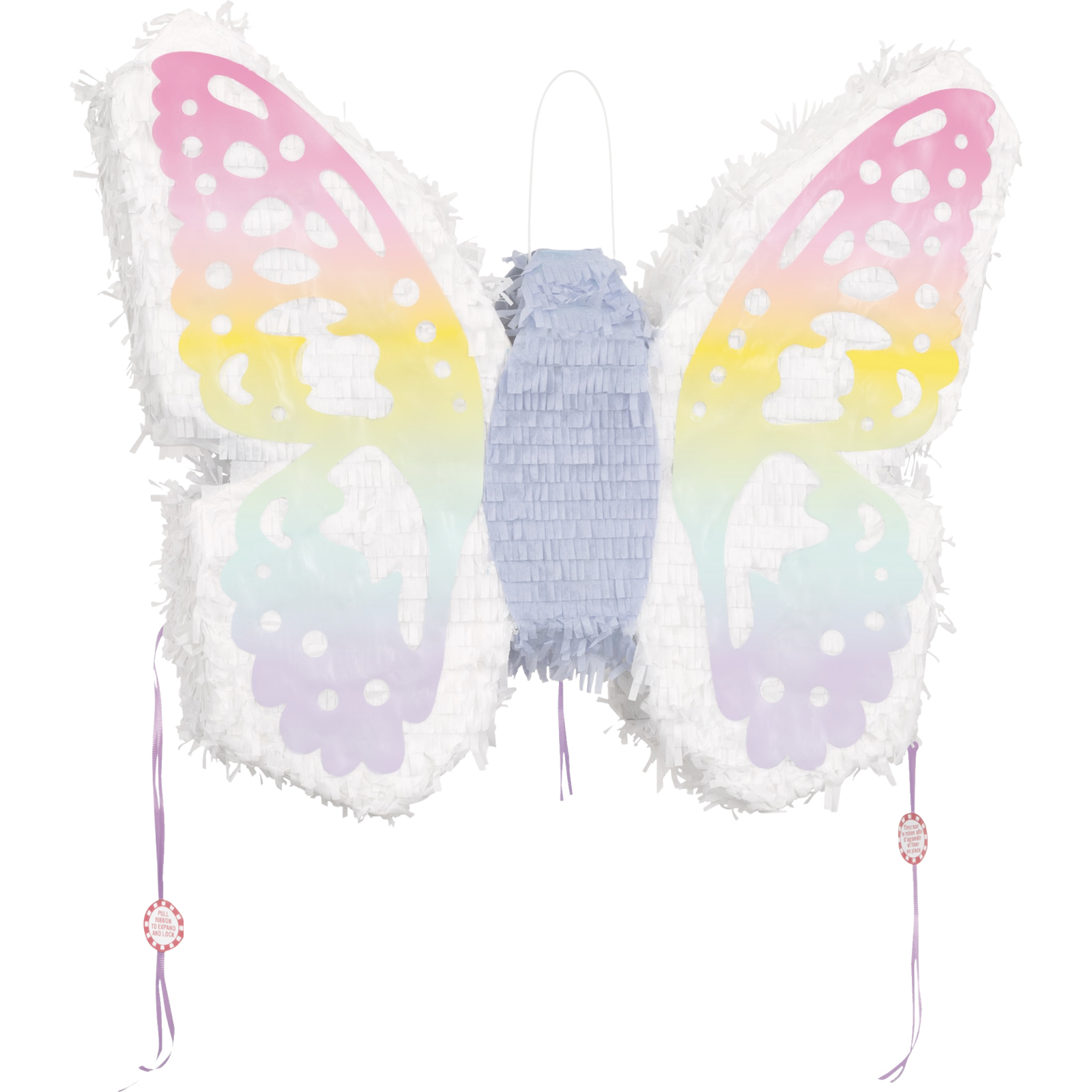 White and Pastel Ombre Butterfly Pinata 