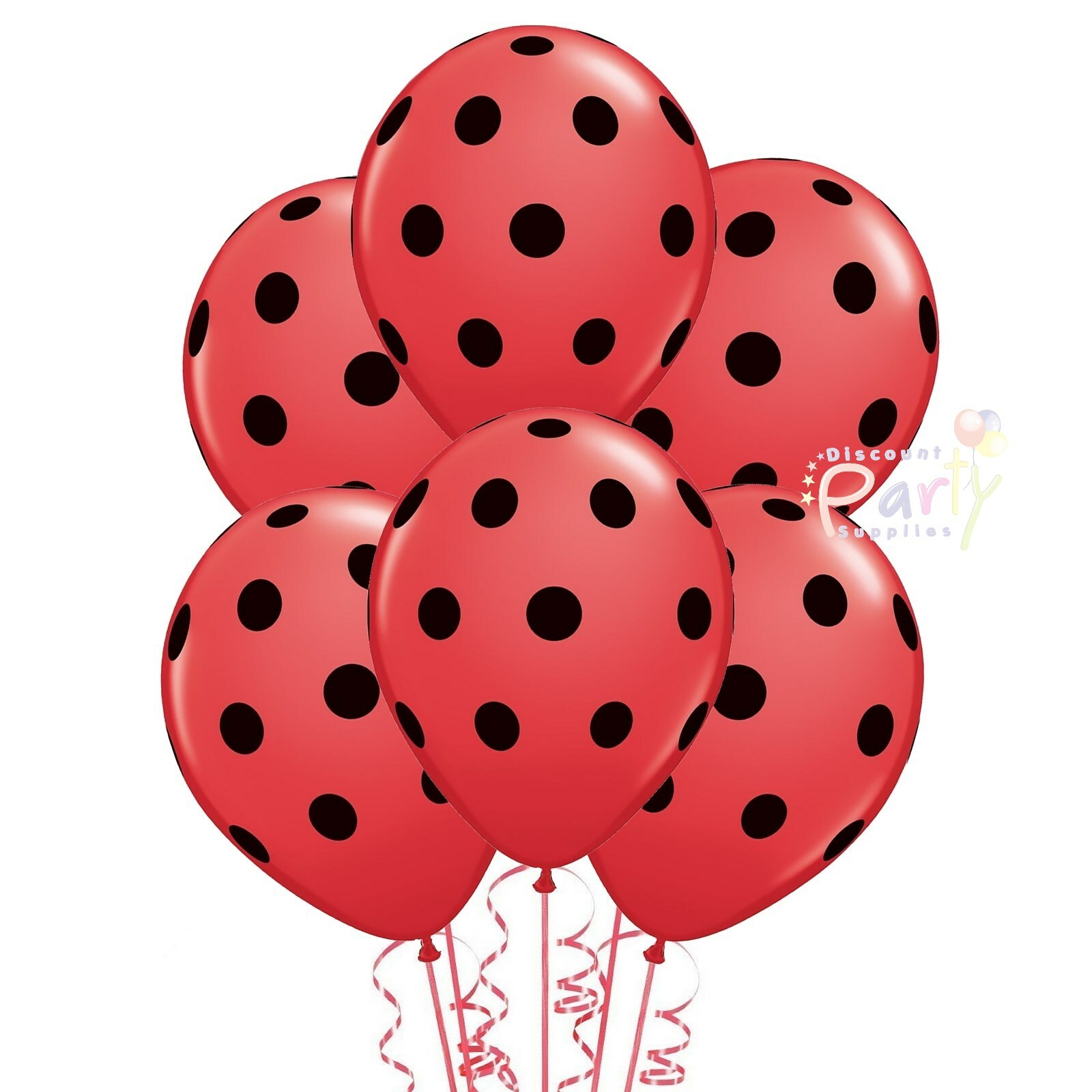 Red and Black Spot Balloons (Pack of 12)