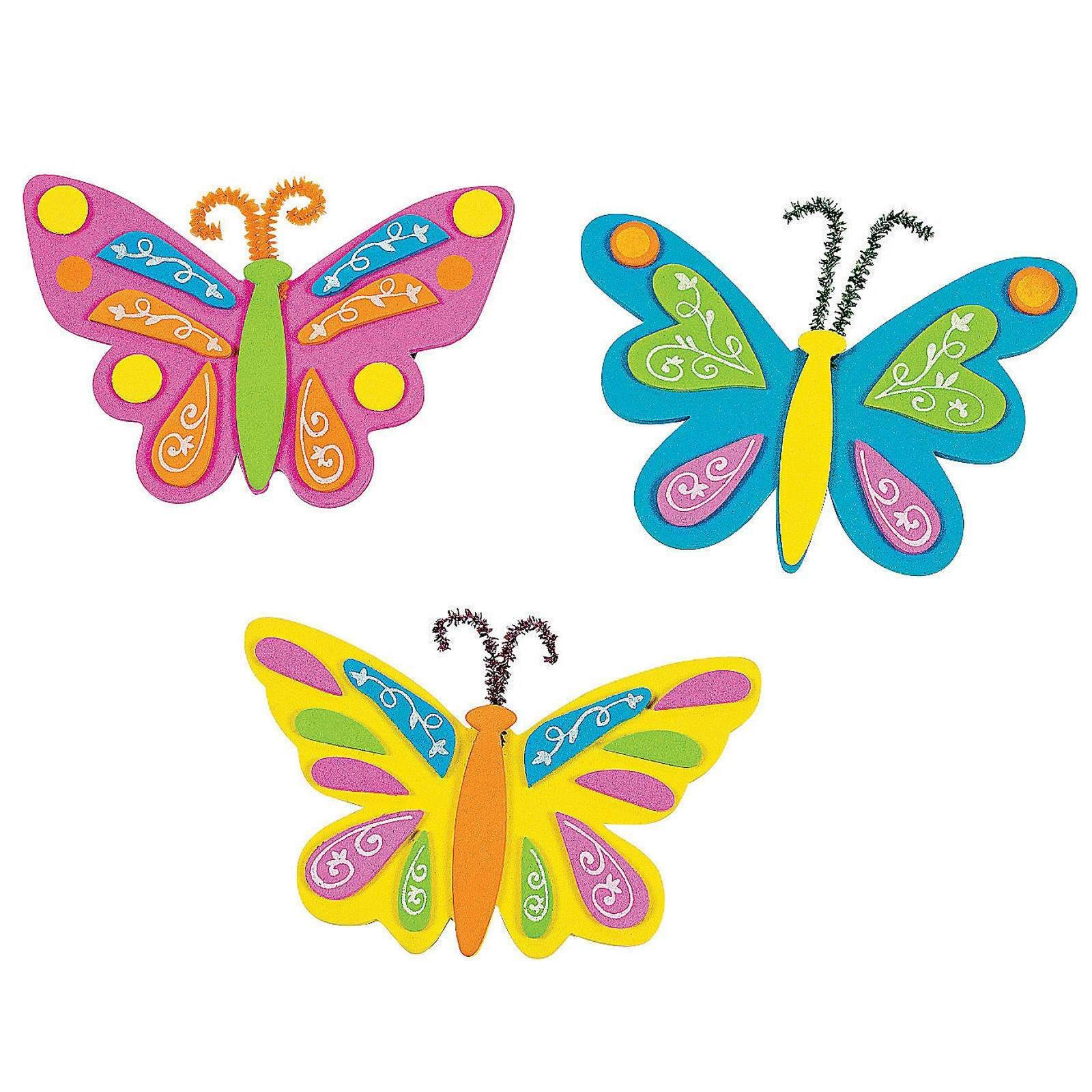 DIY Foam Butterfly Magnet Craft Kits (Pack of 12)