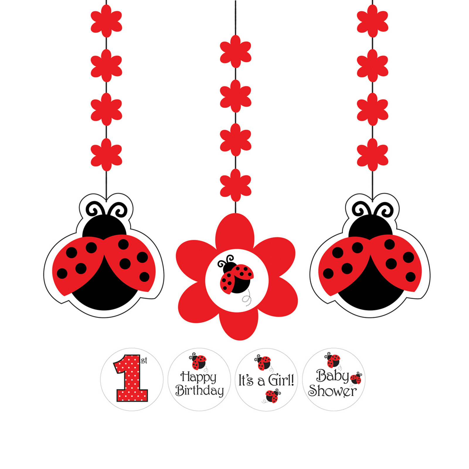 Ladybug Fancy Hanging Decorations (Pack of 3)