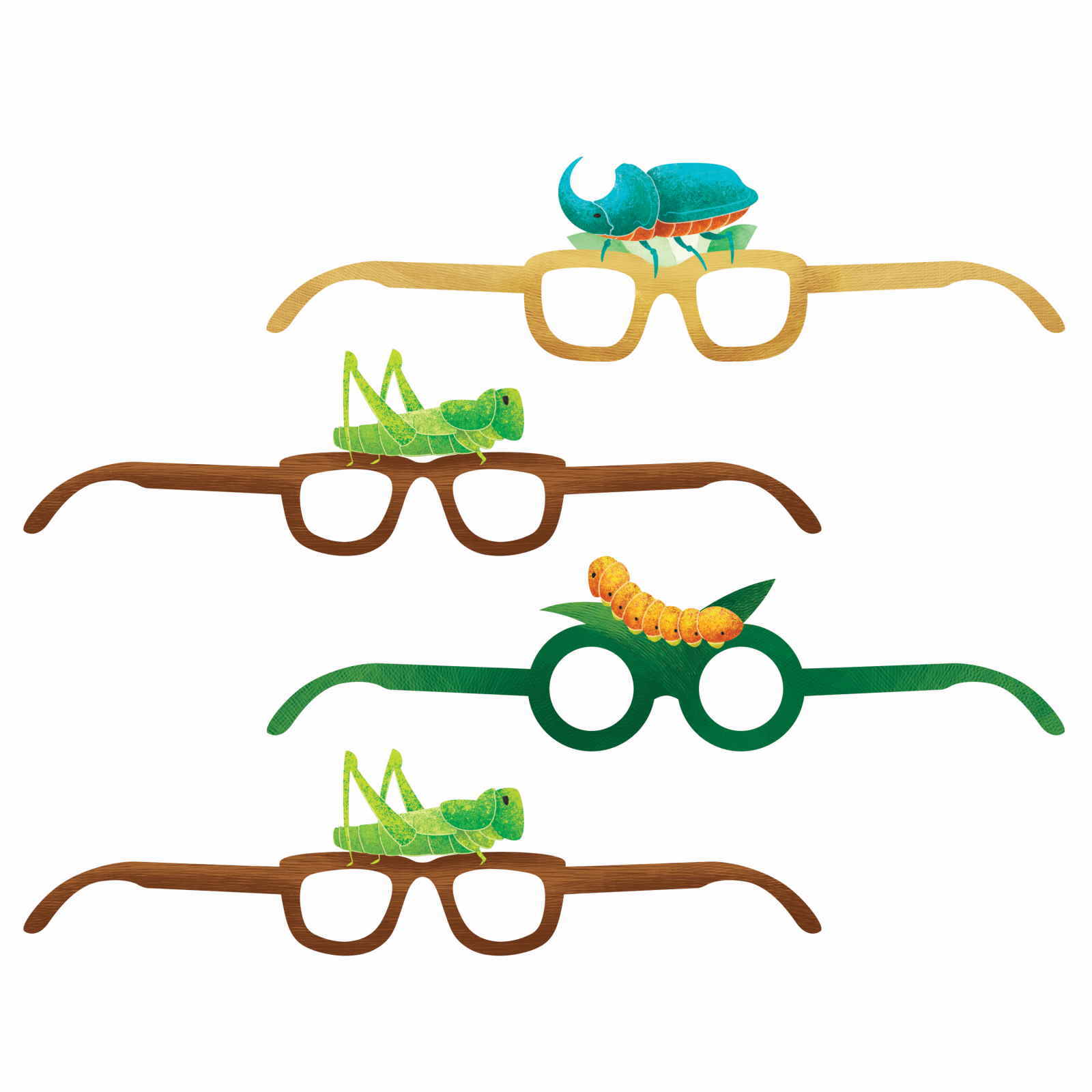 Birthday Bugs Paper Glasses (Pack of 4)