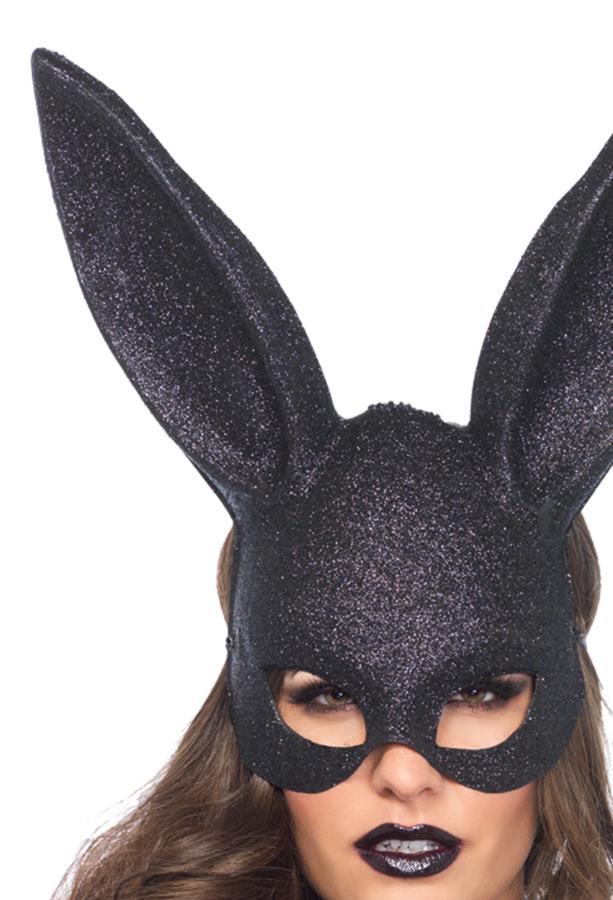 Rabbit Glitter Black Adult Mask