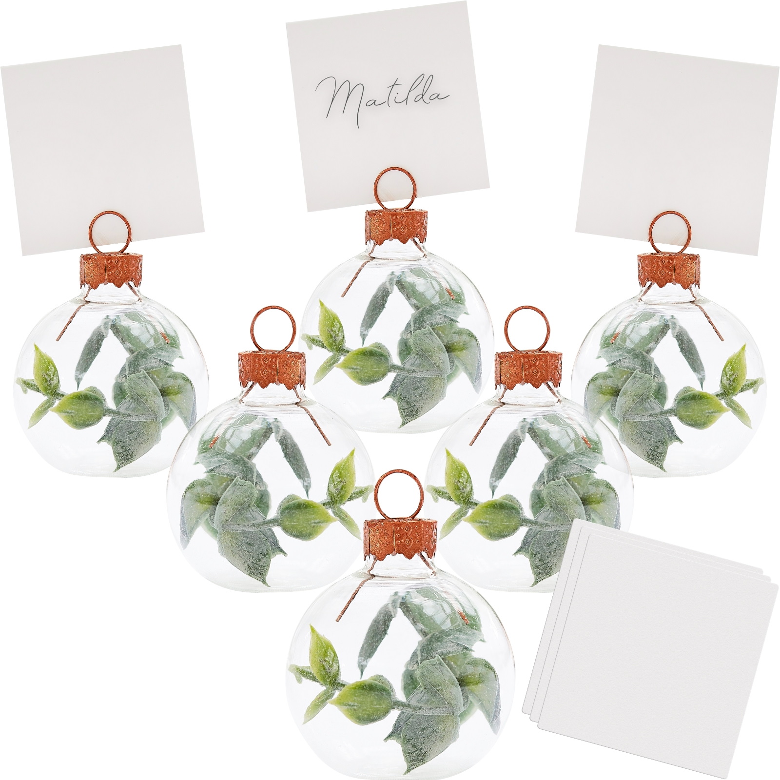 Ginger Ray Botanical Wedding Eucalyptus Bauble Place Card Holders (Pack of 6)