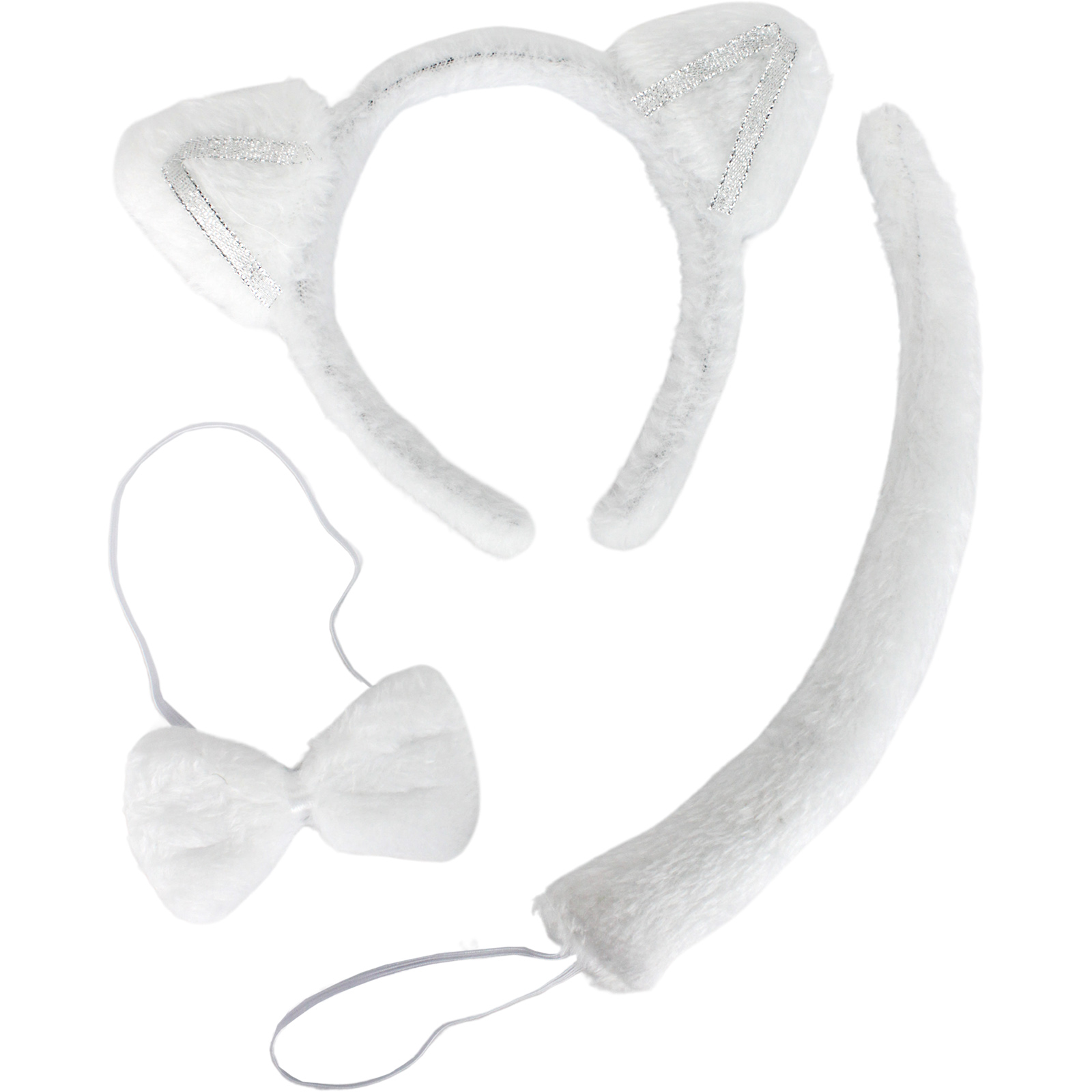 White Cat Ears and Tail Costume Set