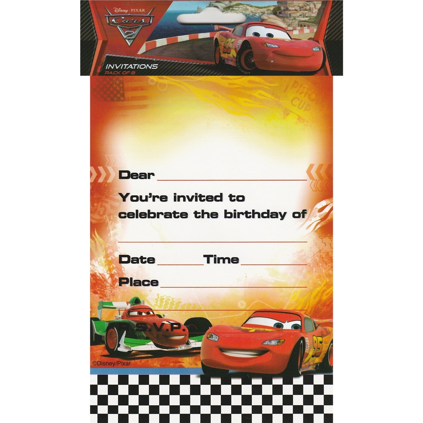 Cars 2 Party Invitations (Pack of 8)