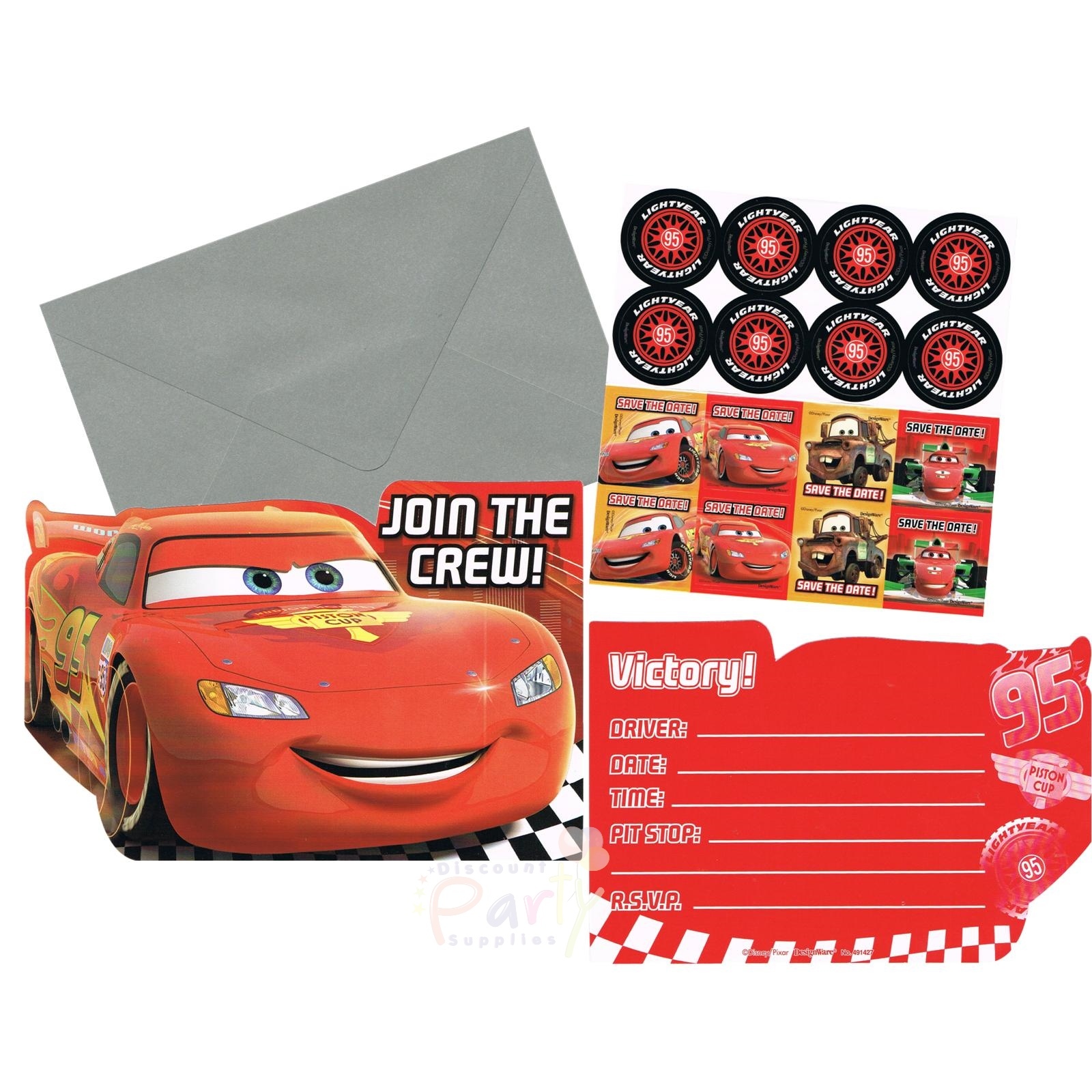 Cars Party Invitation Set (Pack of 8)