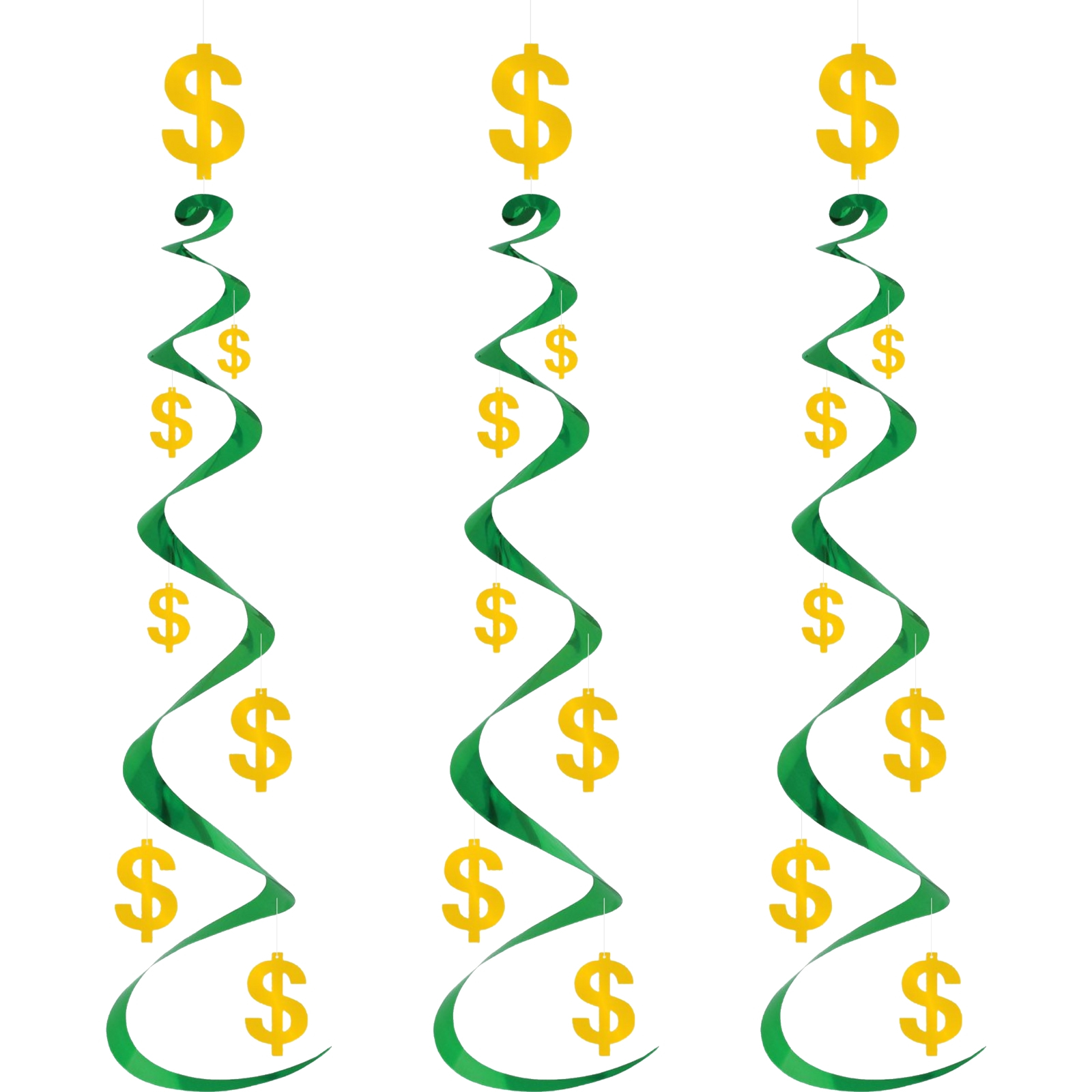 Dollar Sign Swirl Decorations (Pack of 3) 