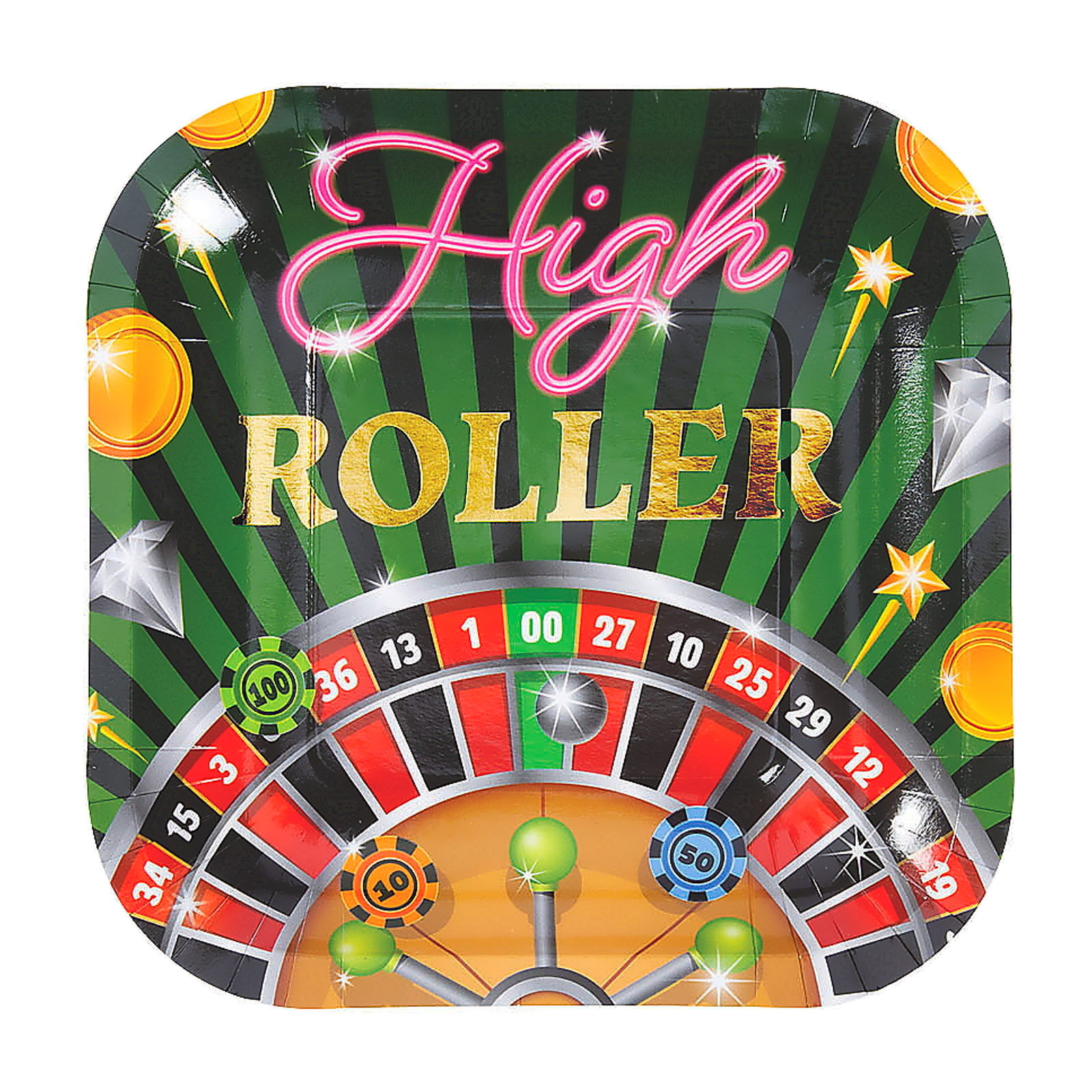 Casino Night Small Square Paper Plates (Pack of 8) 