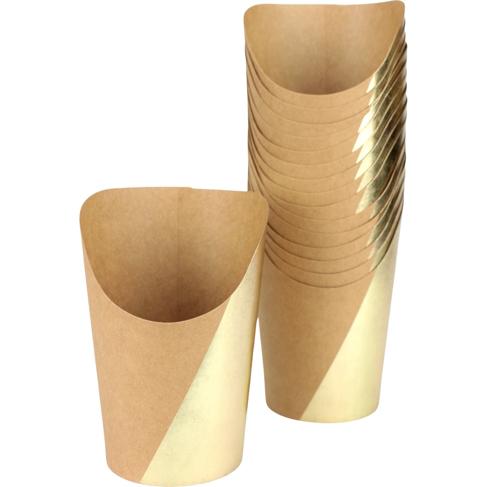 Metallic Gold & Kraft Paper Charcuterie Cups 222ml (Pack of 16)