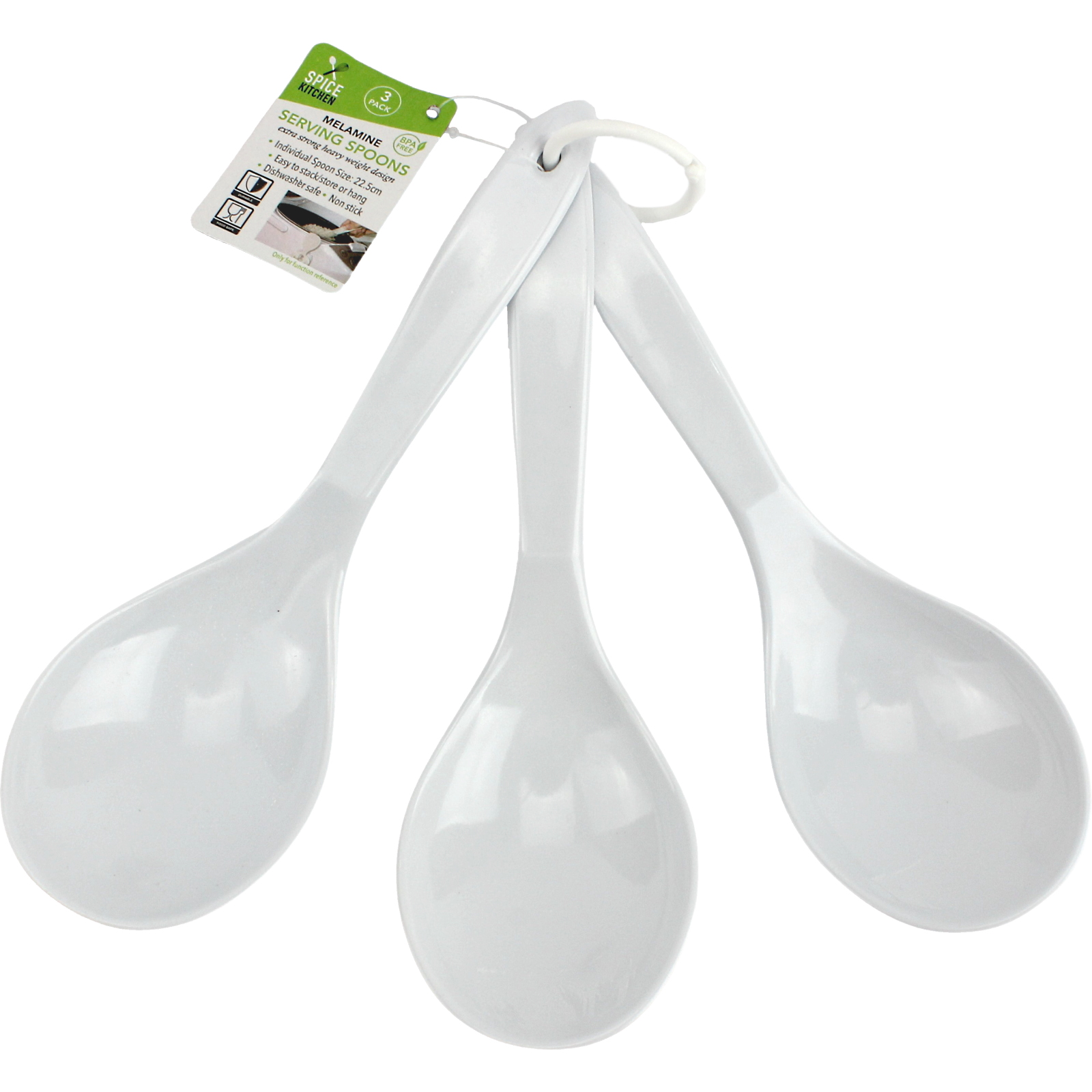 White Melamine Serving Spoons (Set of 3) 