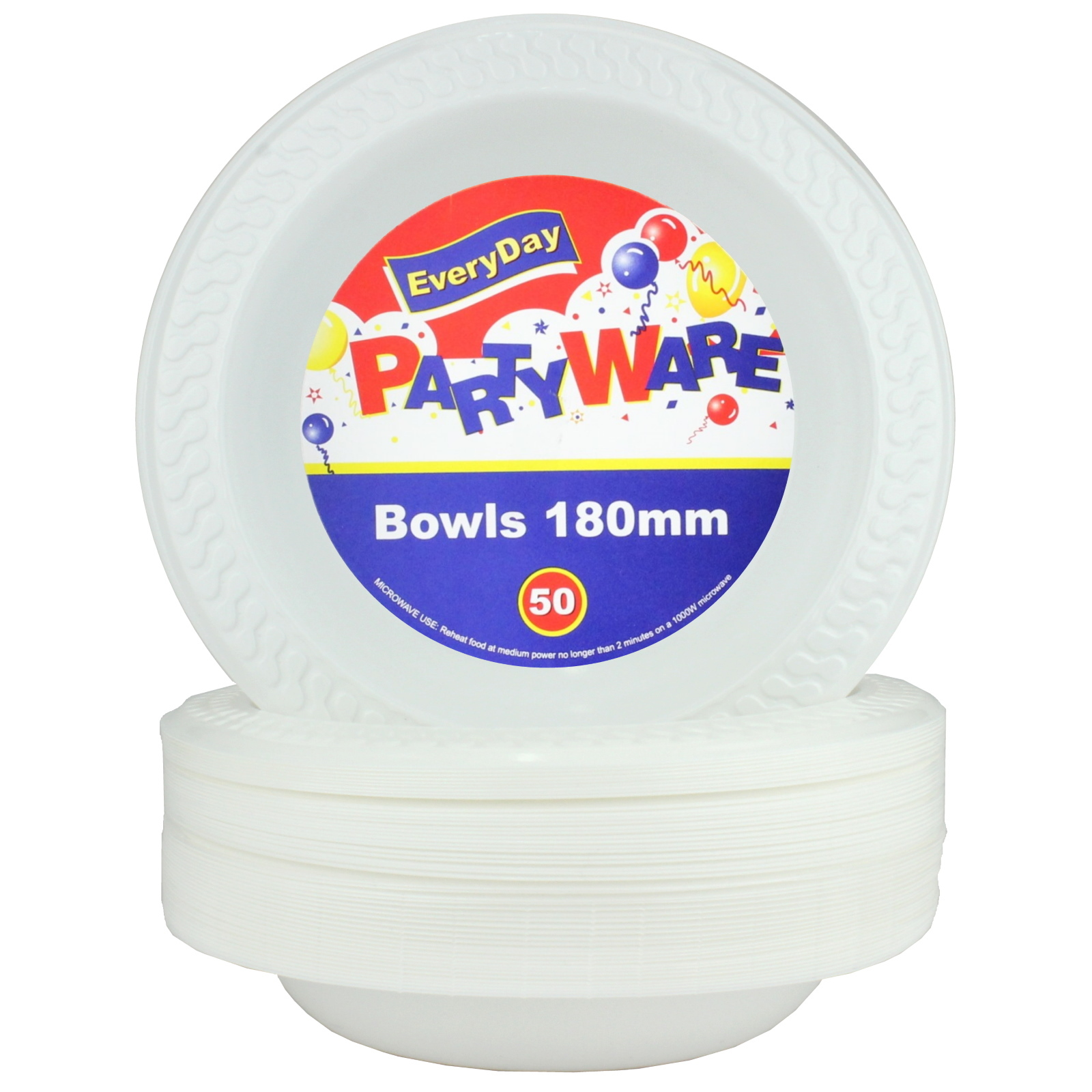 White Small Plastic Bowls (Bulk Pack of 50)