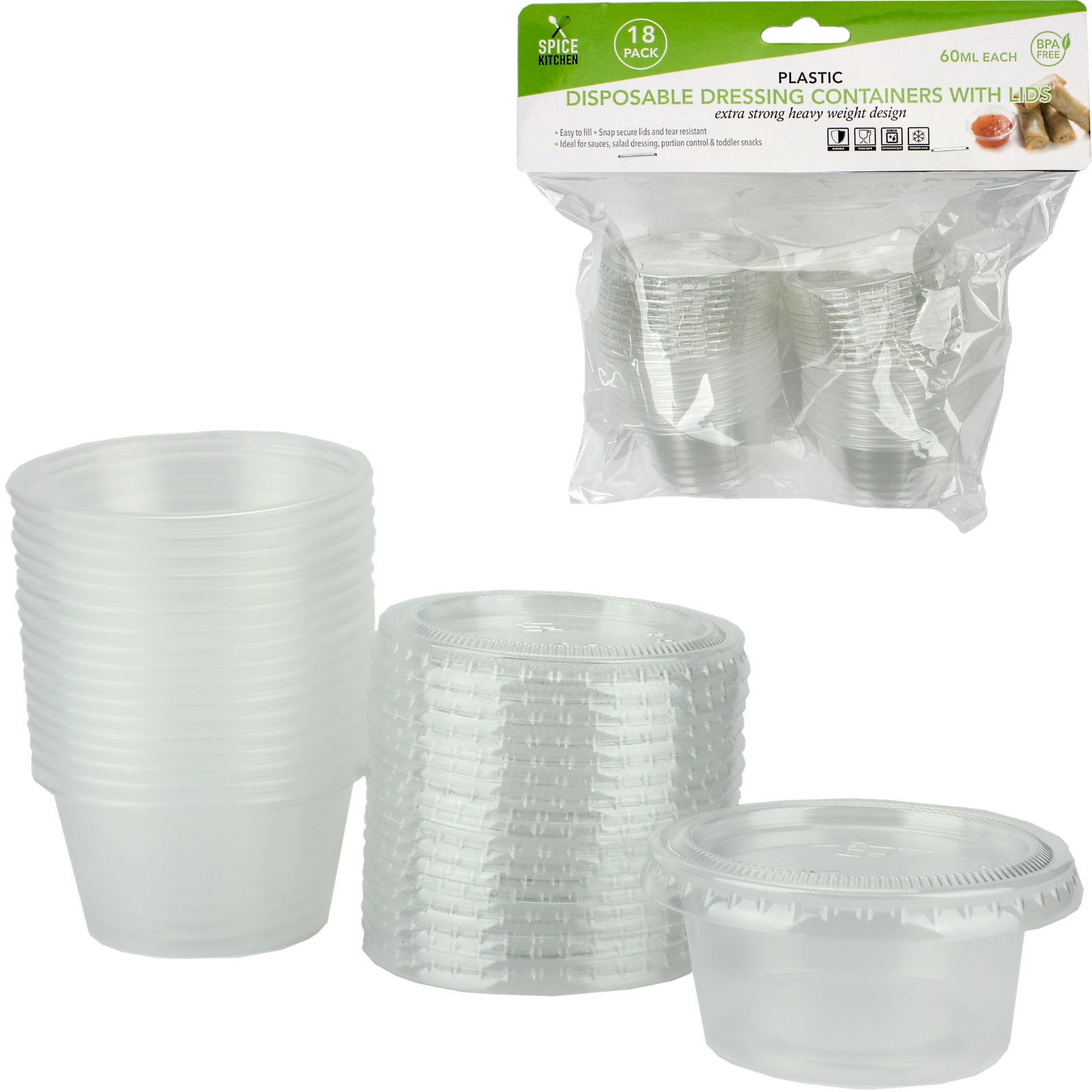 Disposable Dressing Containers With Lids 60ml (Pack of 18)