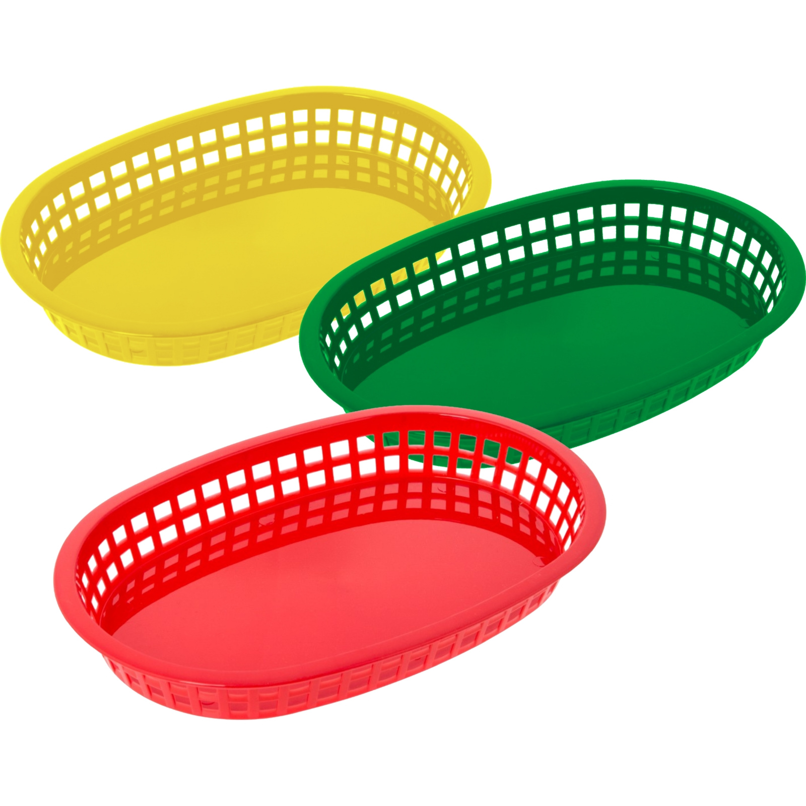 Assorted Oval Plastic Snack Baskets (Pack of 3)