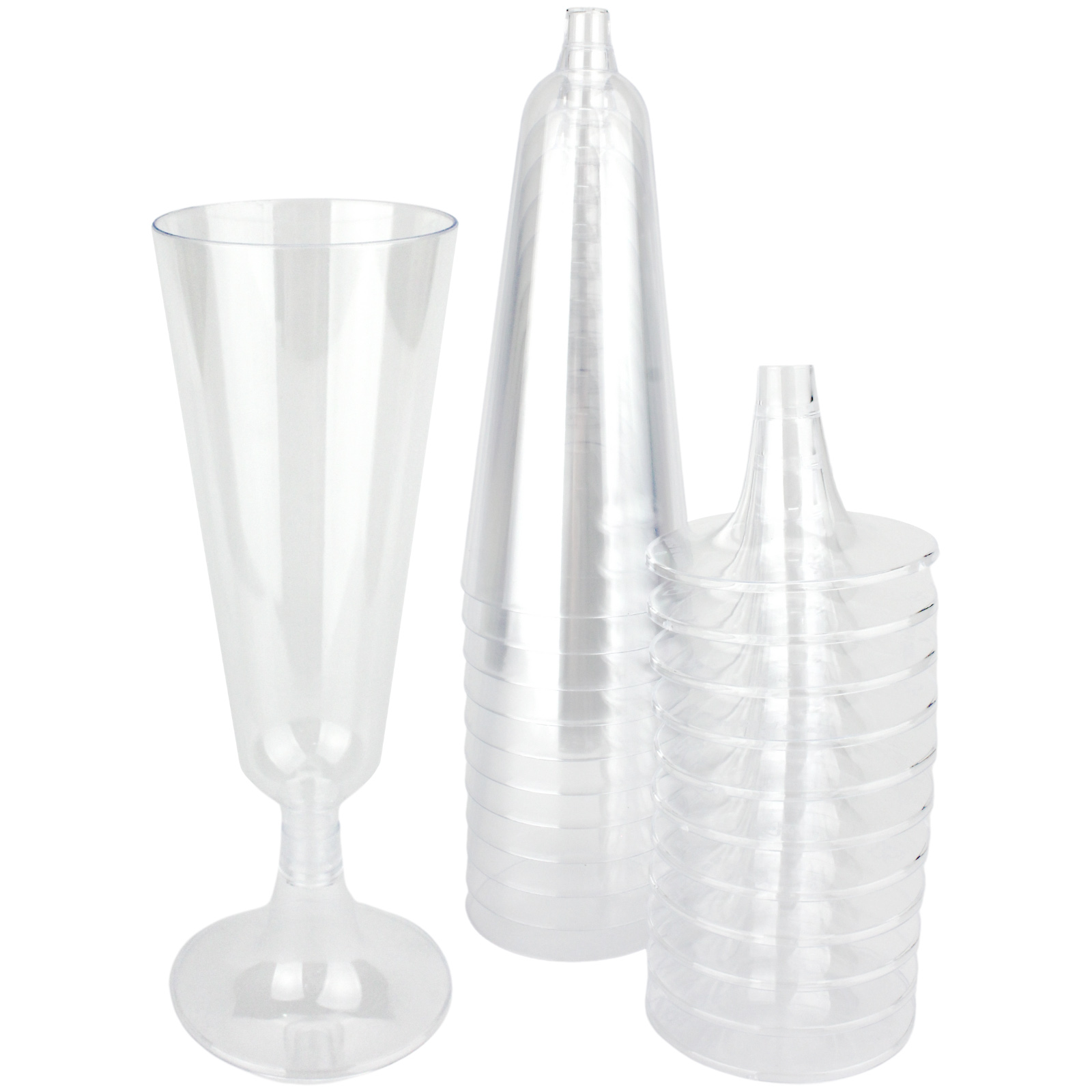 Clear Plastic Reusable Champagne Glasses (Pack of 12) 