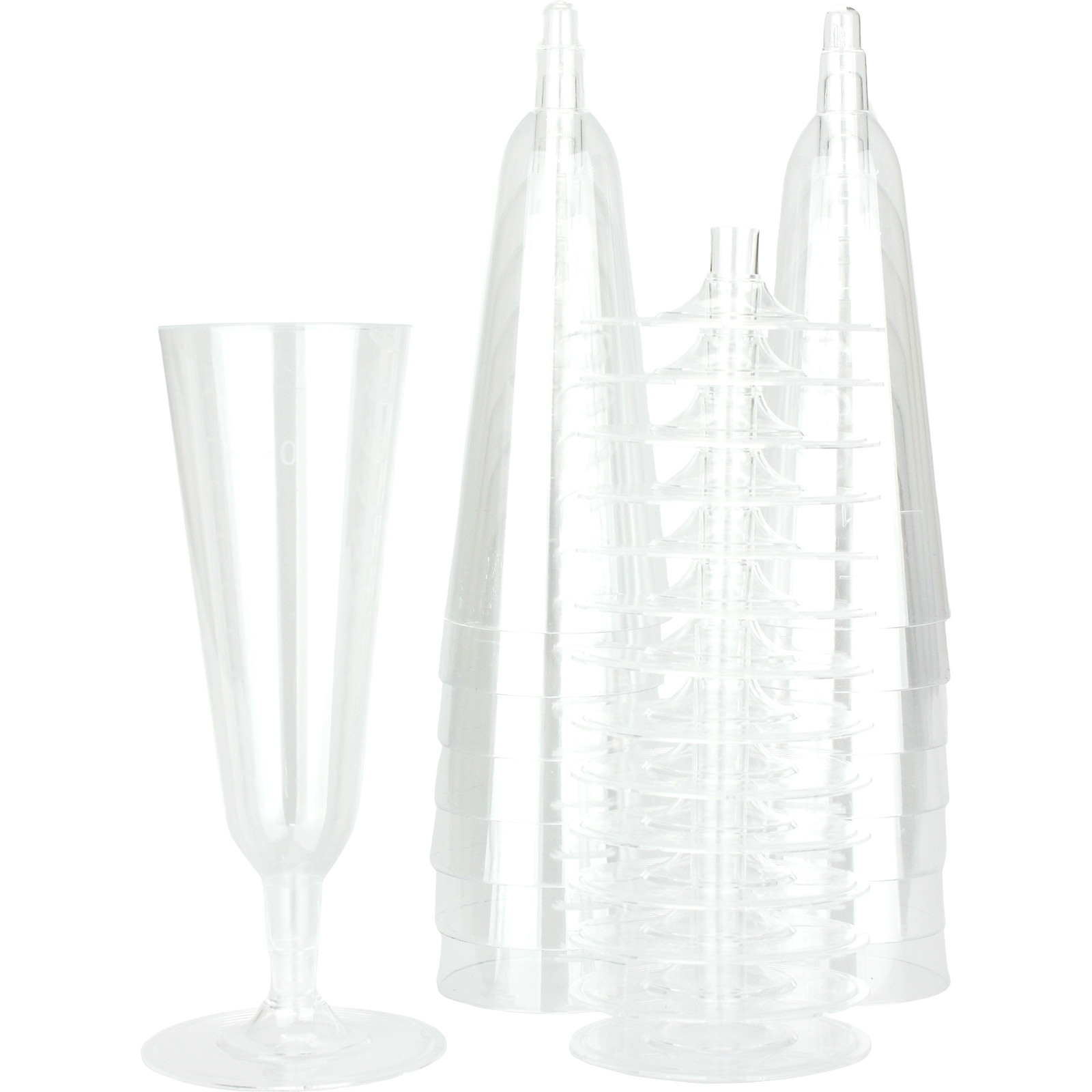 Clear Plastic Champagne Glasses (Pack of 15)
