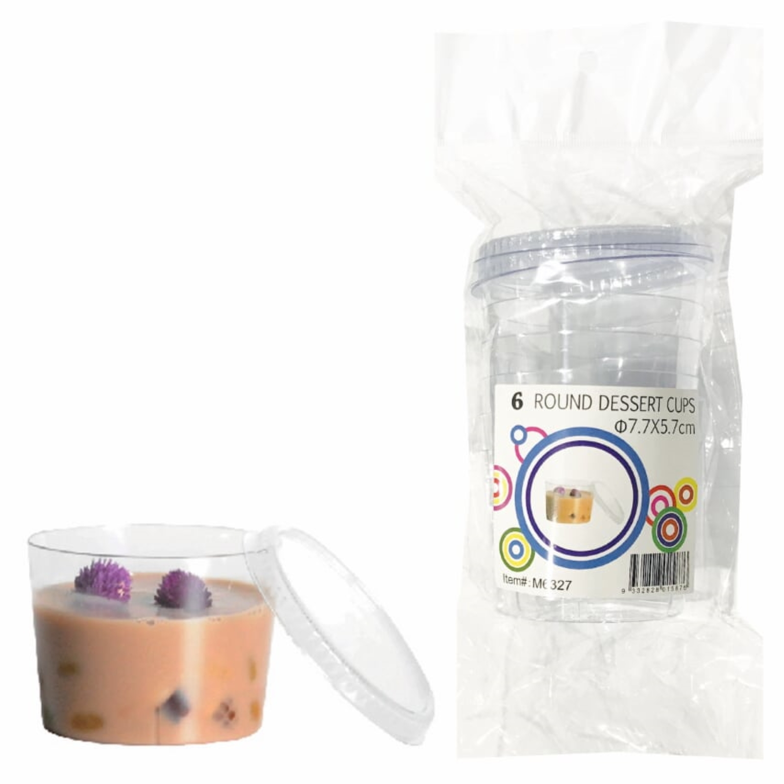 Small Plastic Round Dessert Cups with Lids 220ml (Pack of 6)