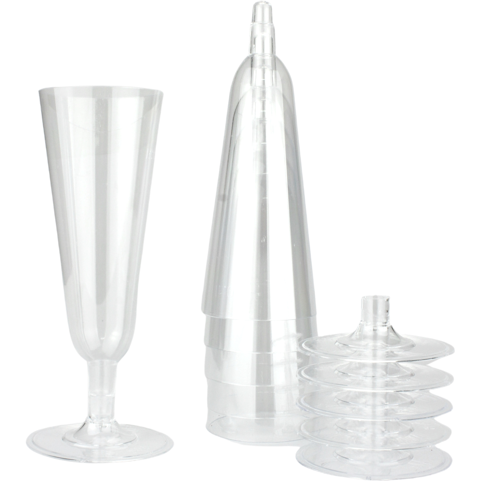 Clear Plastic Reusable Champagne Glasses (Pack of 6)