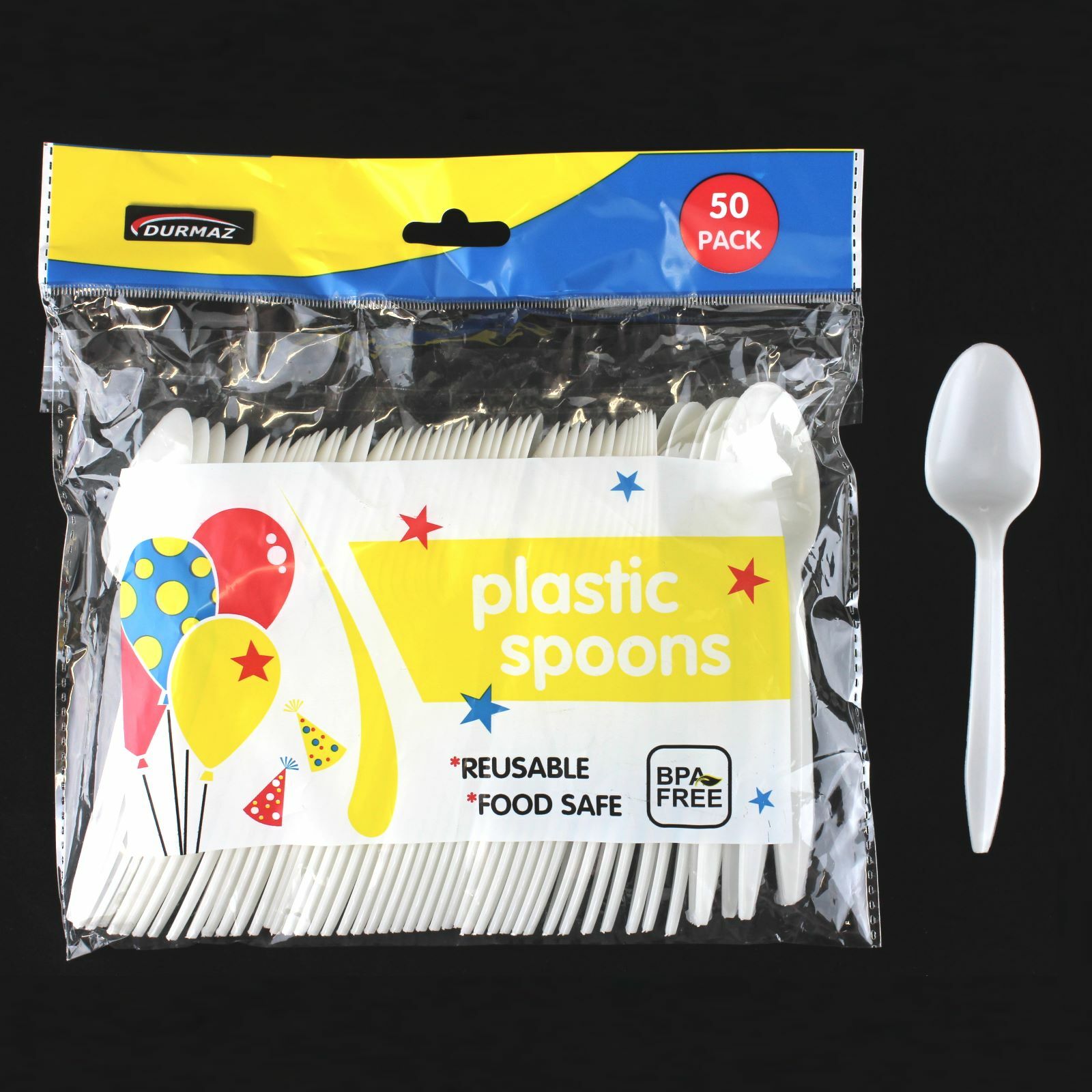 White Plastic Spoons (Bulk Pack of 50)