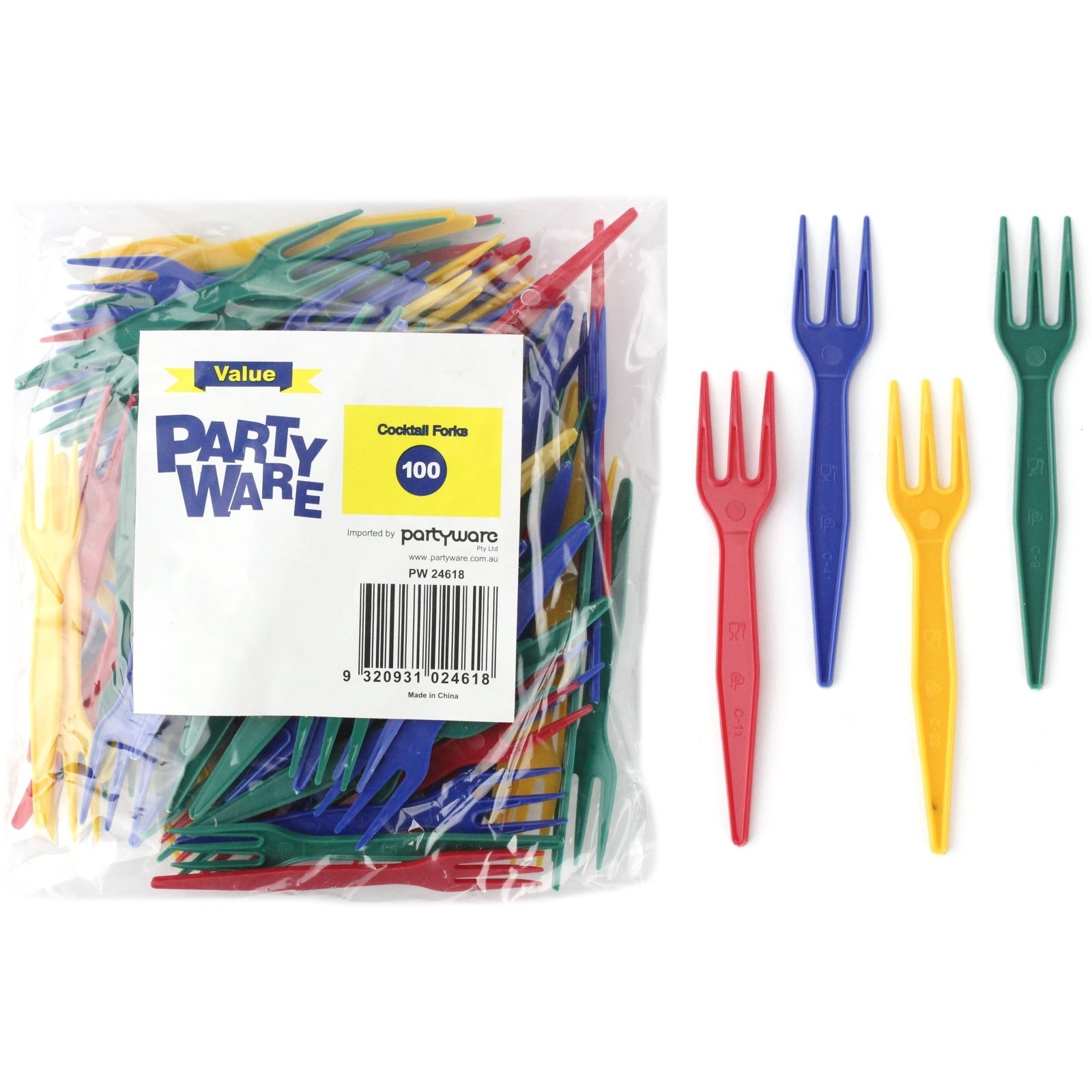Mini Coloured Cocktail Forks (Bulk Pack of 100)