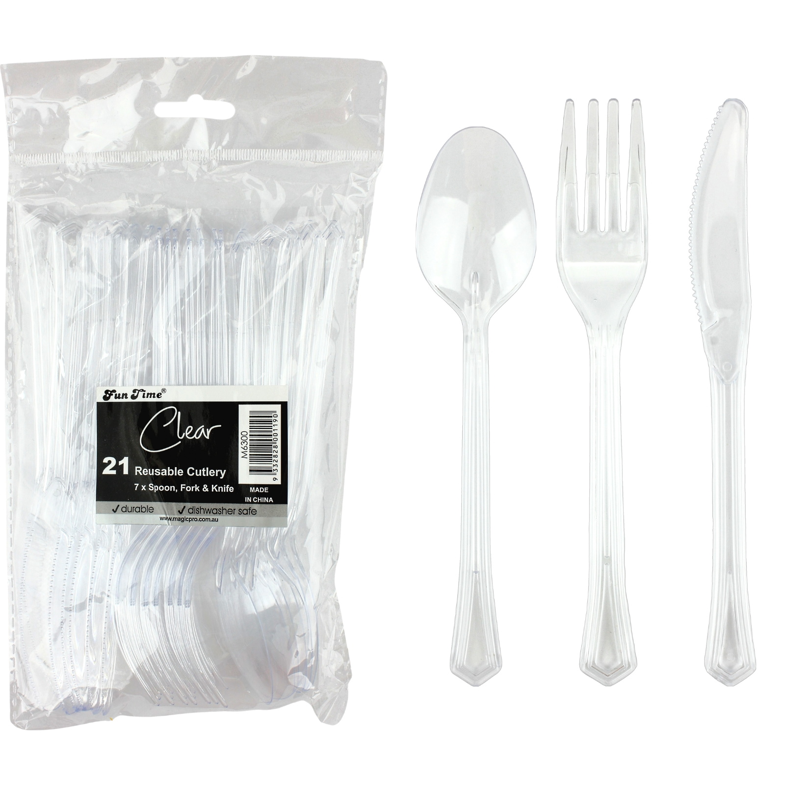 Clear Plastic Reusable Cutlery (Pack of 21)