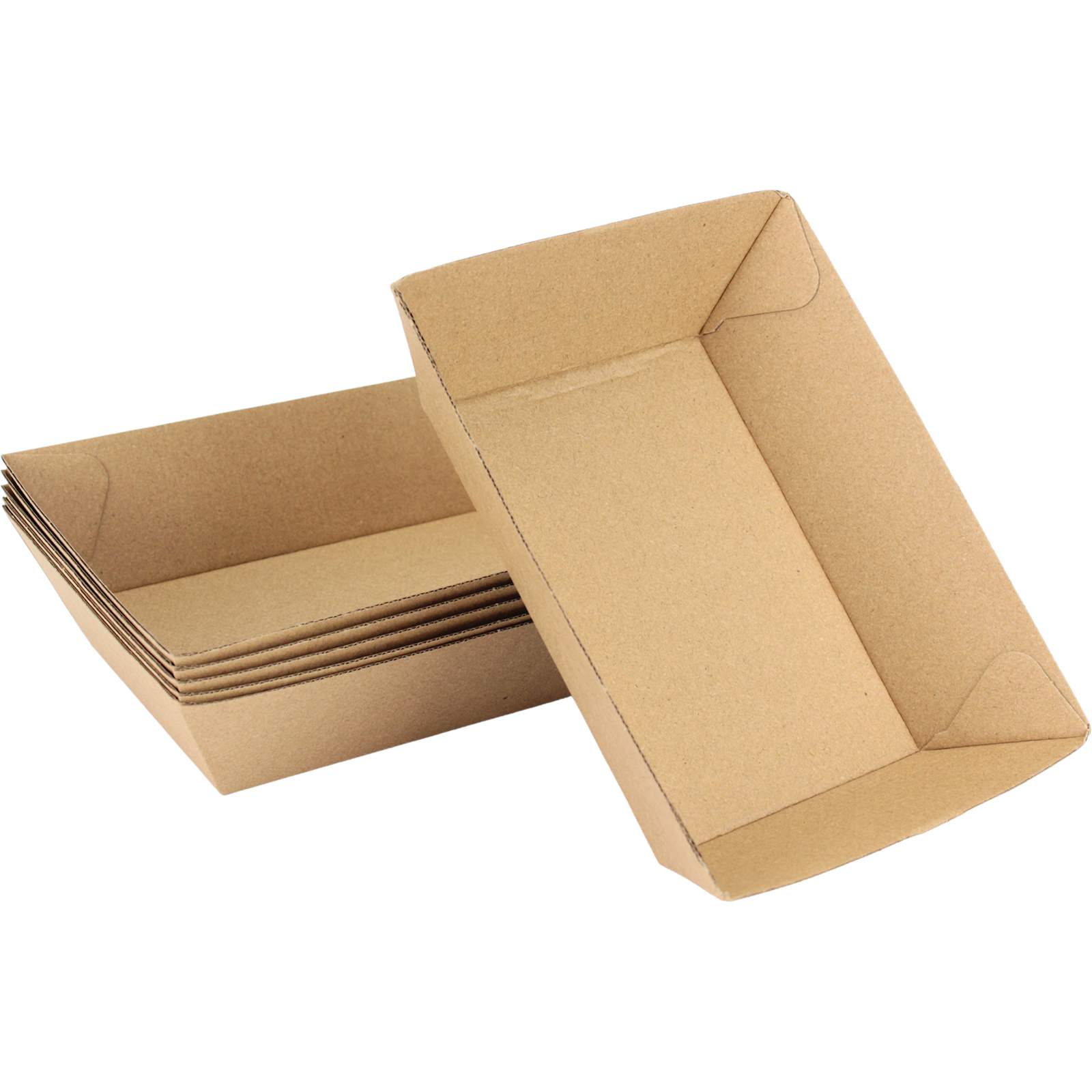 Brown Kraft Paper Food Trays 12.5cm x 16.5cm (Pack of 6)