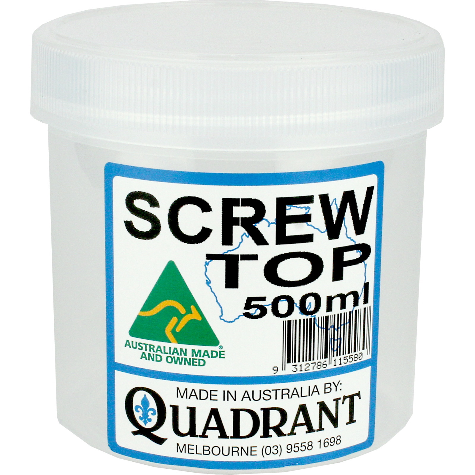 Round Screw Top Plastic Jar 500ml