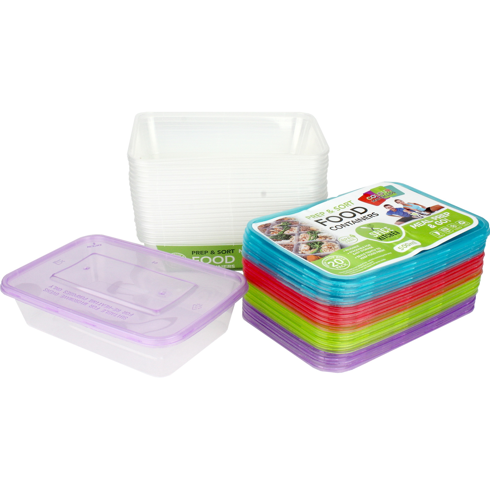 Prep & Sort Food Containers 500ml (Pack of 20)