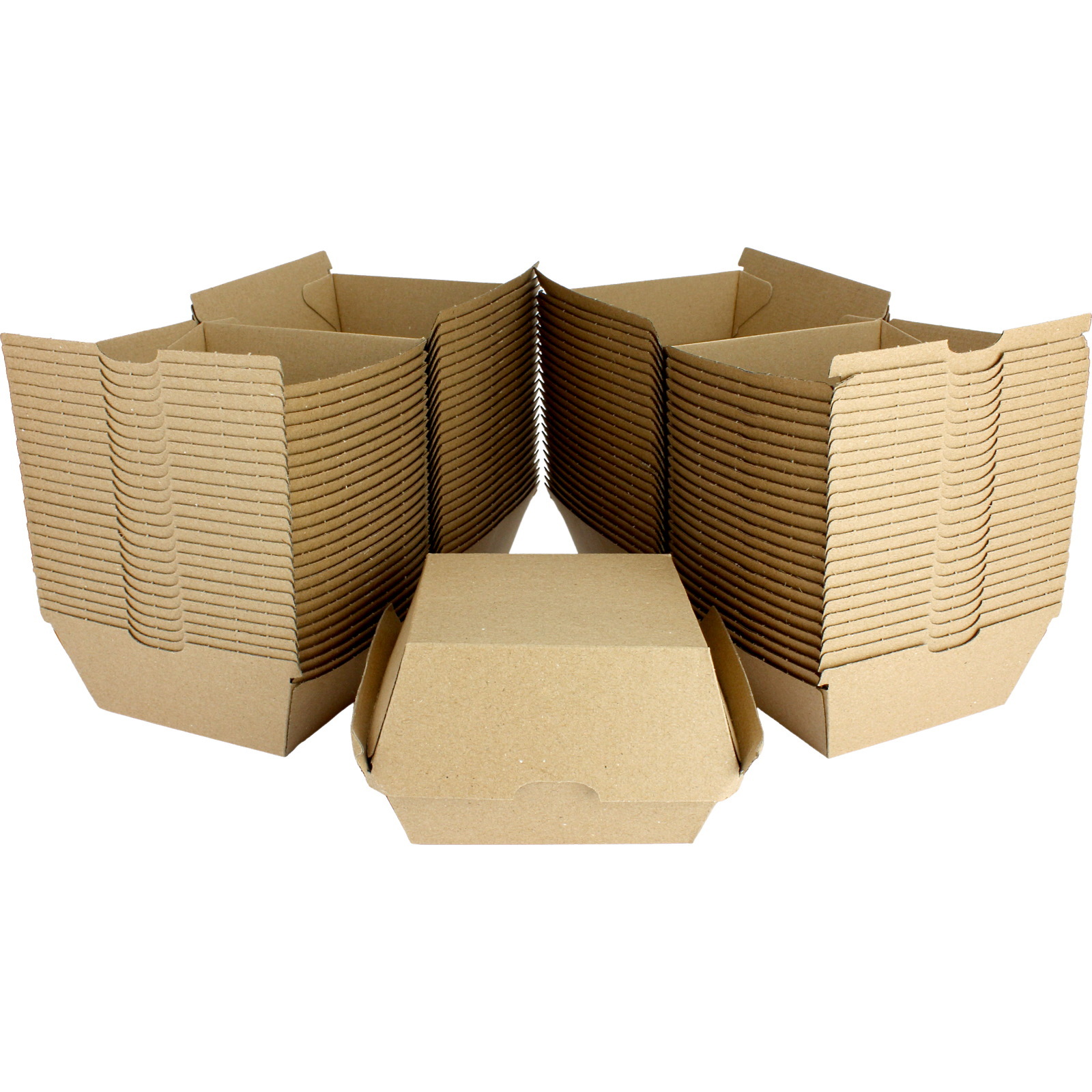 Brown Kraft Paper Burger Boxes 10.1cm x 10.2cm (Pack of 50)