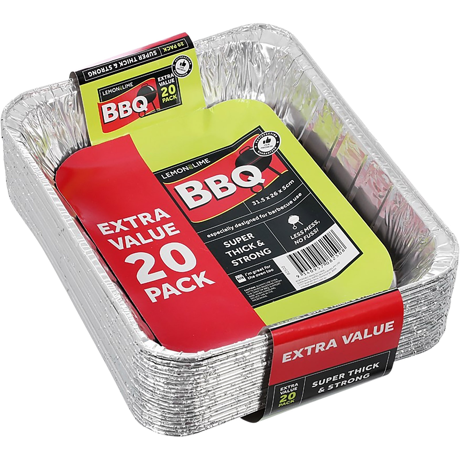 Foil BBQ Trays 31.5cm x 26cm x 5cm (Pack of 20) 