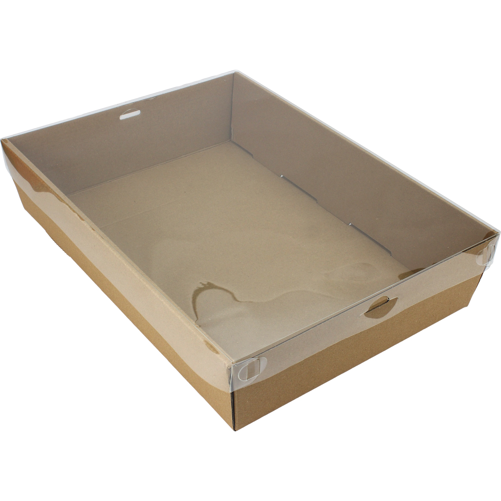 Kraft Grazing Box with Clear Plastic Lid 36cm x 25.8cm x 8cm