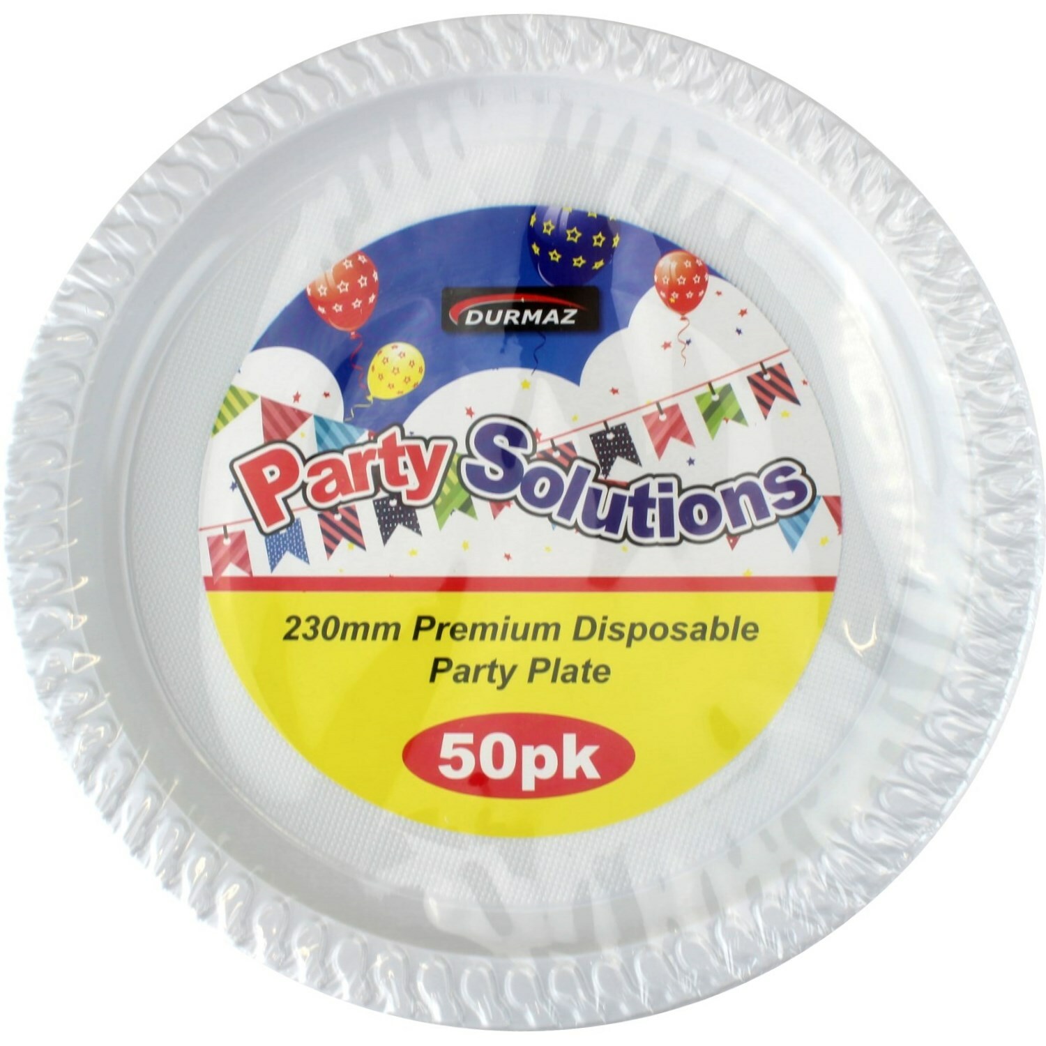 White Large Plastic Plates (Bulk Pack of 50)
