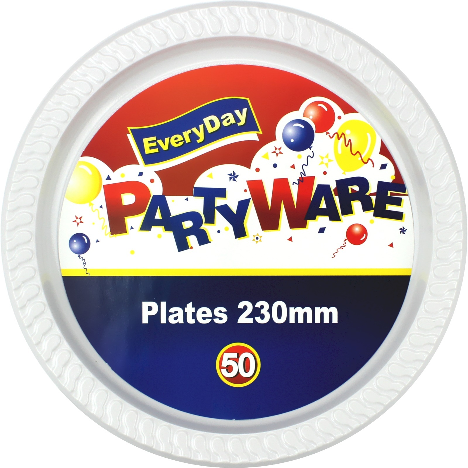White Large Plastic Plates (Bulk Pack of 50)