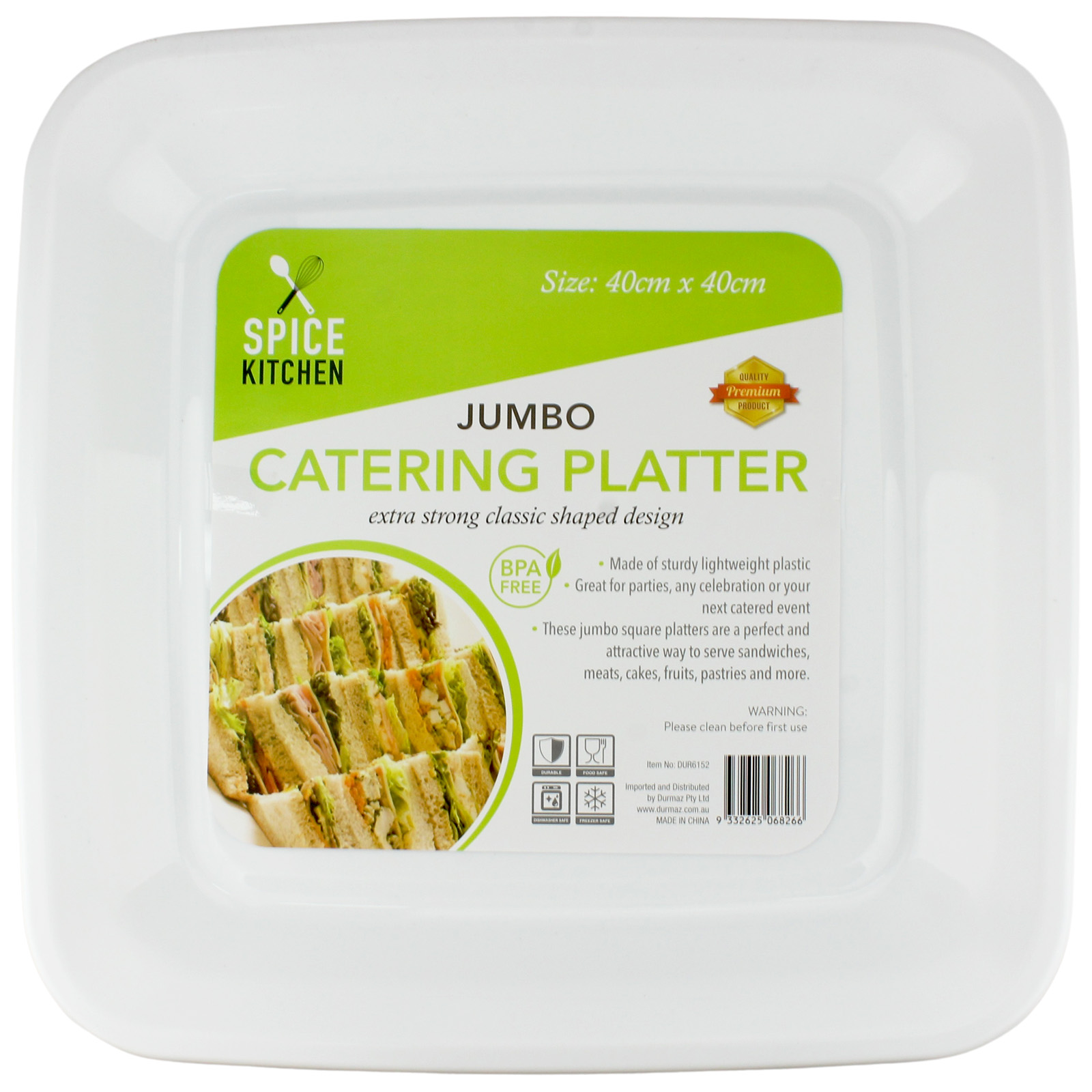 White Plastic Square Platter 40cm