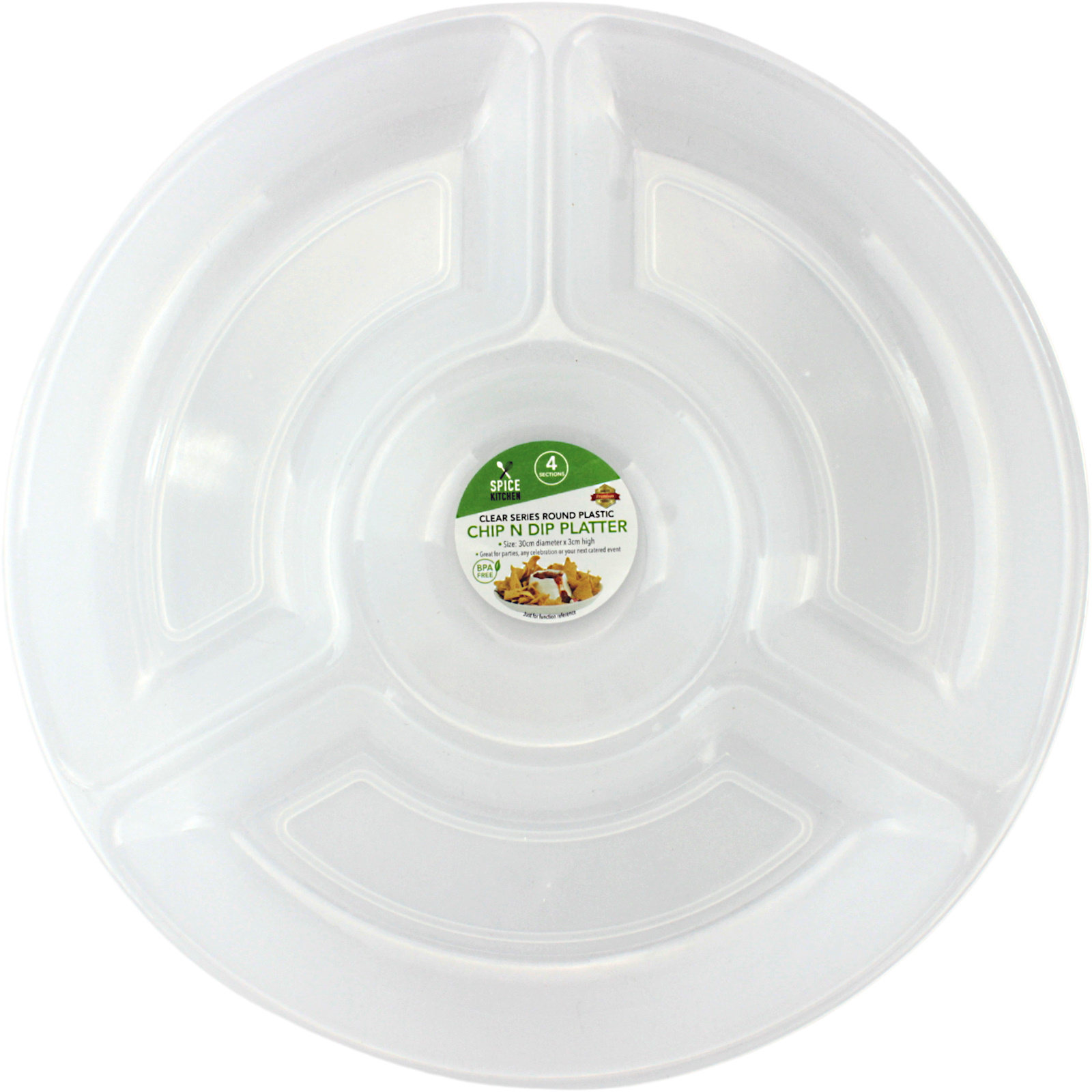 Clear Plastic Chip and Dip Platter 30cm 