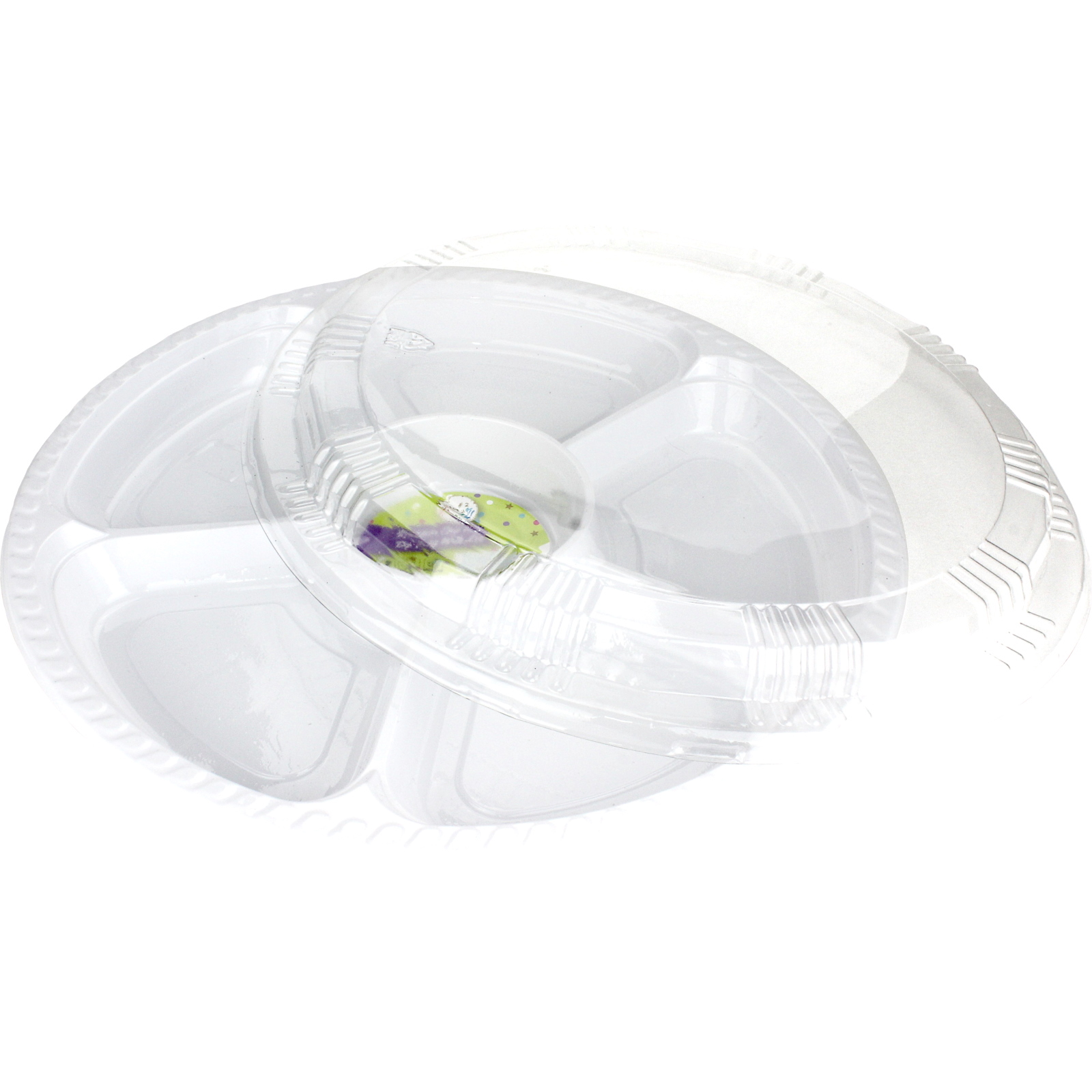 Plastic Chip and Dip Platter with Lid (5 Section)