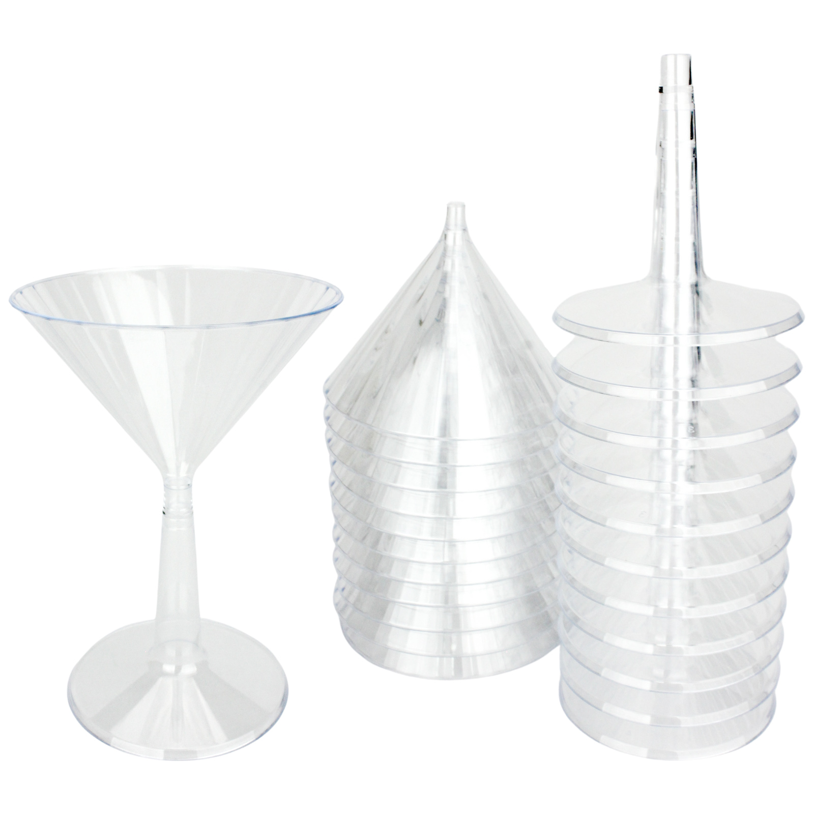Clear Plastic Ribbed Reusable Martini Glasses 175ml (Pack of 12) 