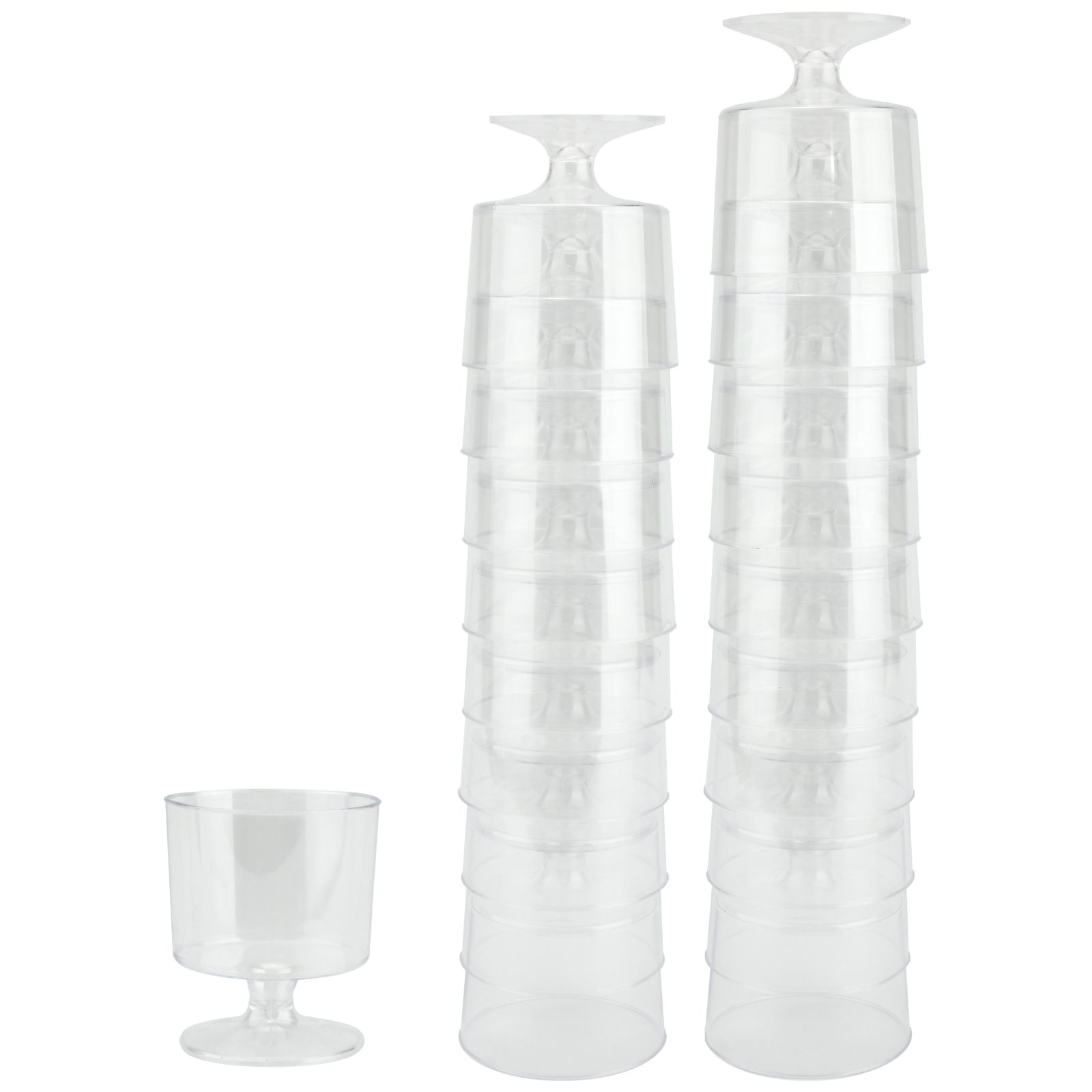 Clear Plastic Reusable Mini Wine Tasting Glasses 60ml (Pack of 40)