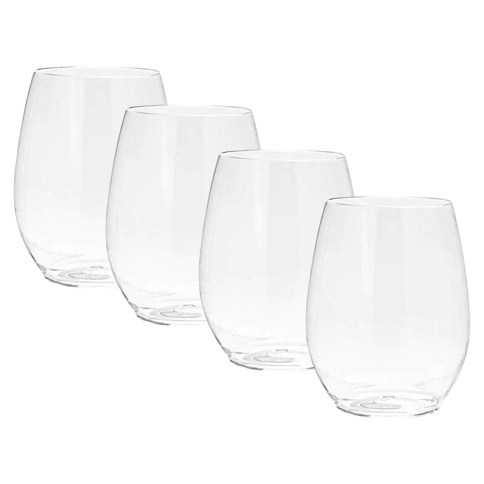 Clear Plastic Stemless Wine Glasses 320ml (Pack of 4) 