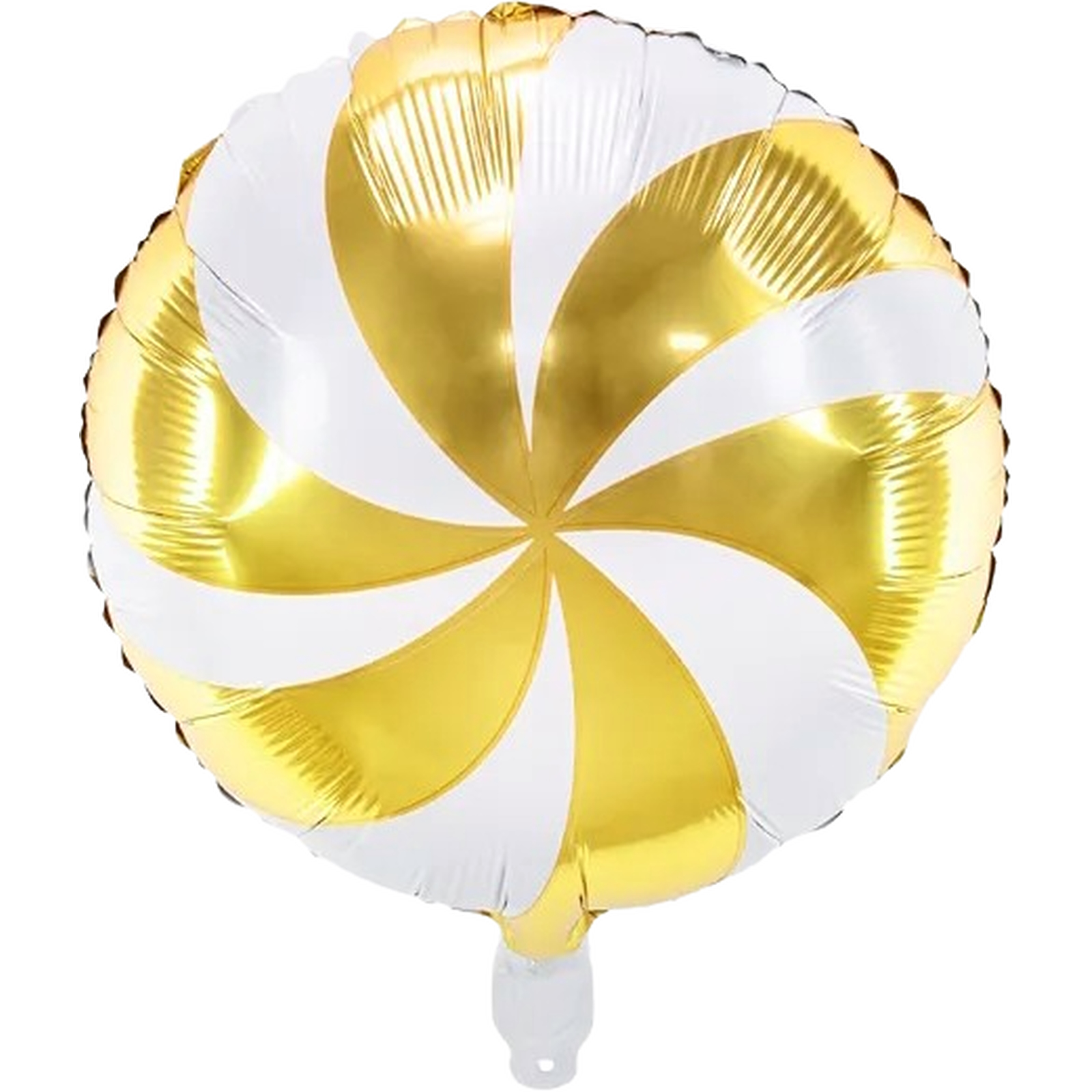 Gold and White Candy Swirl Round Foil Balloon