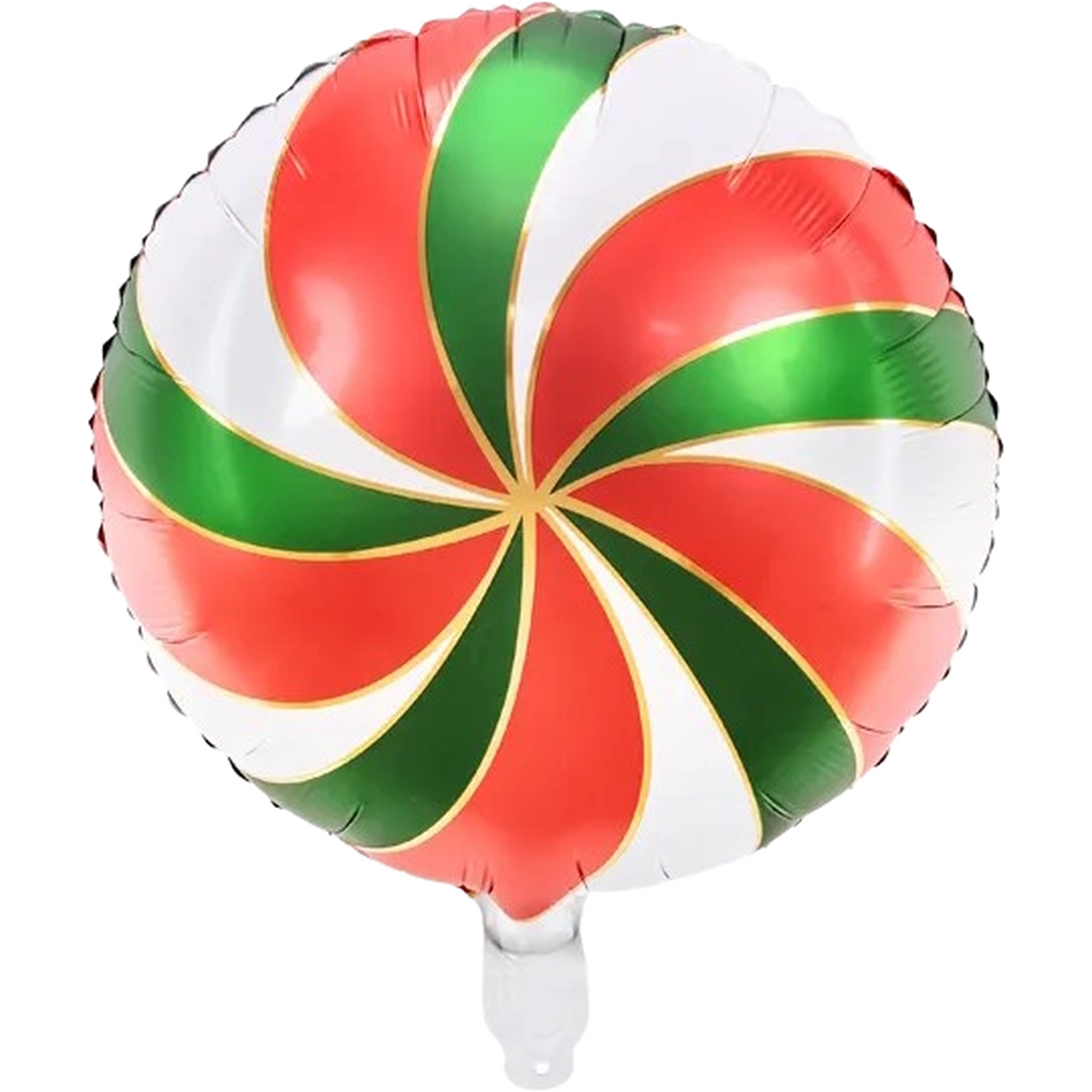 Red, Green and White Candy Swirl Round Foil Balloon