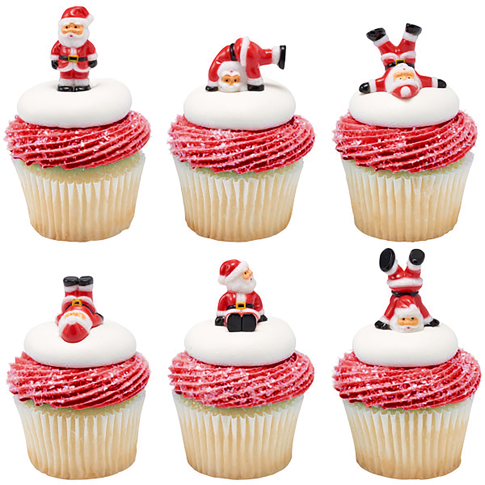 Tumbling Santas Plastic Picks (Pack of 12)