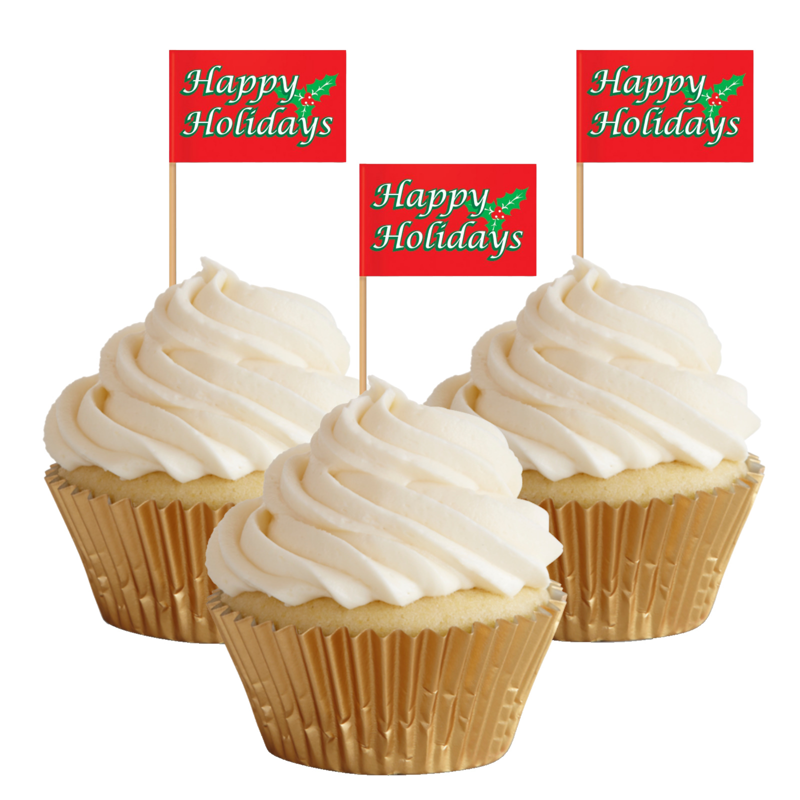 Happy Holidays Cupcake Picks (Pack of 50)  
