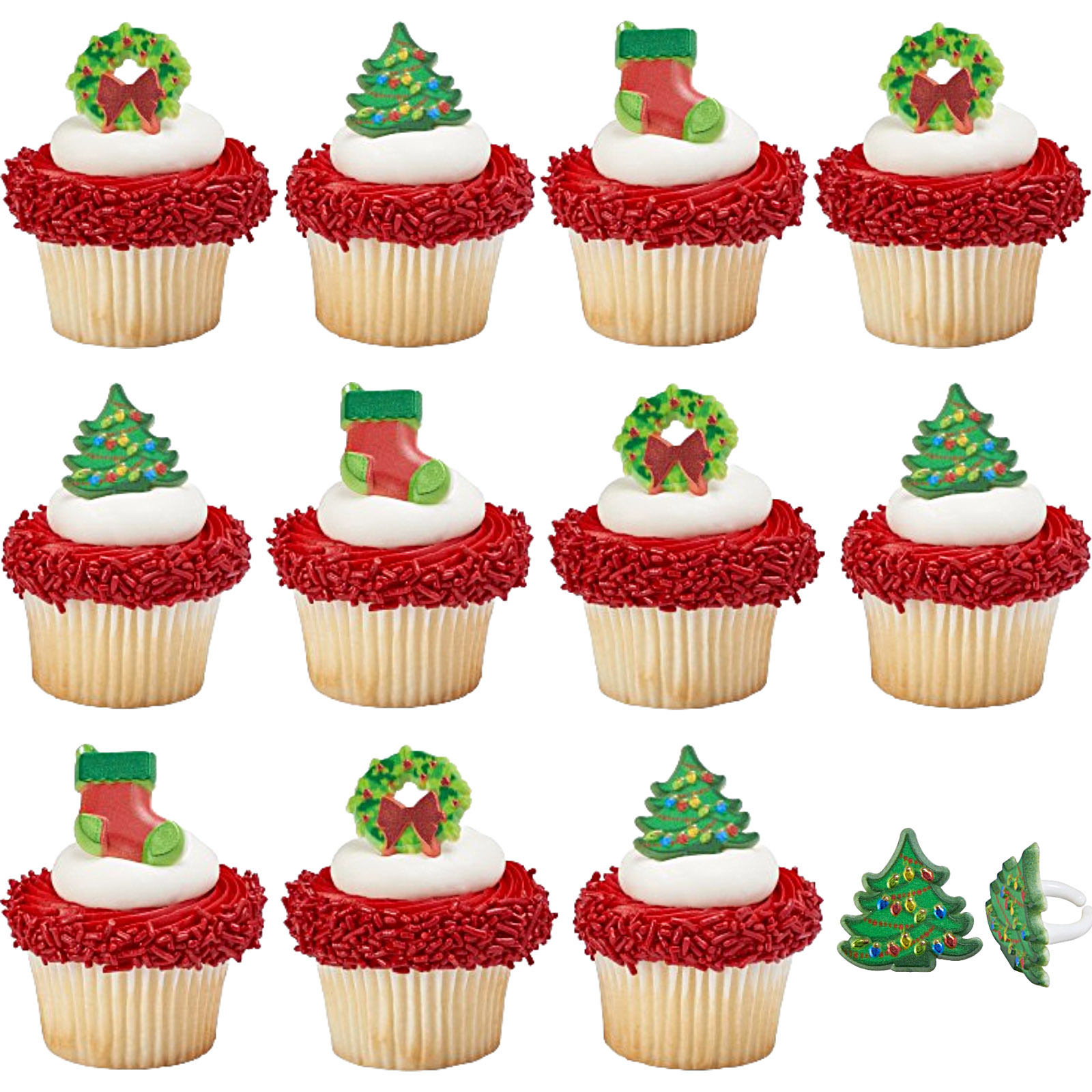 Traditional Christmas Cupcake Rings (Pack of 12)