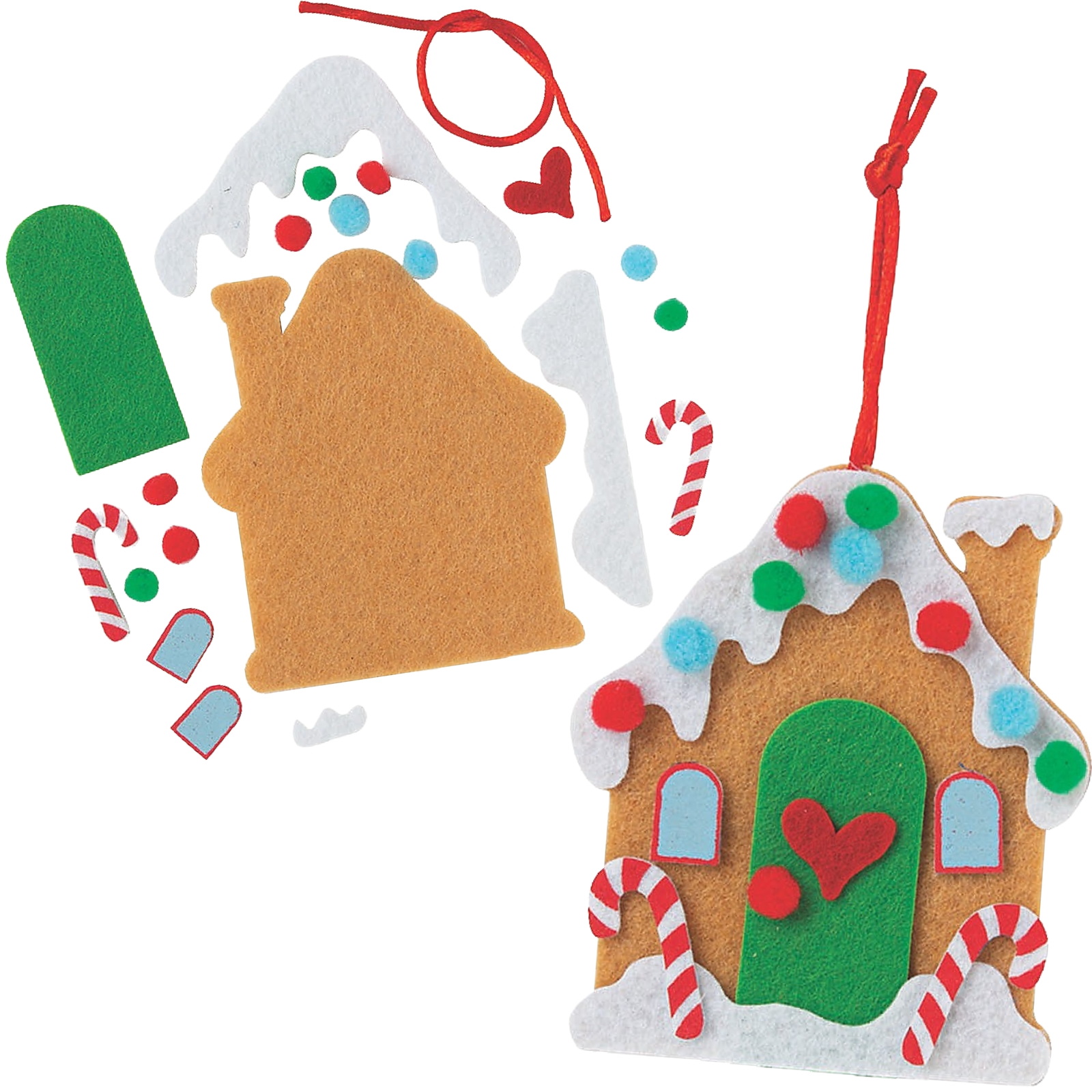 Gingerbread House Felt Ornament Craft Kit (Pack of 12)