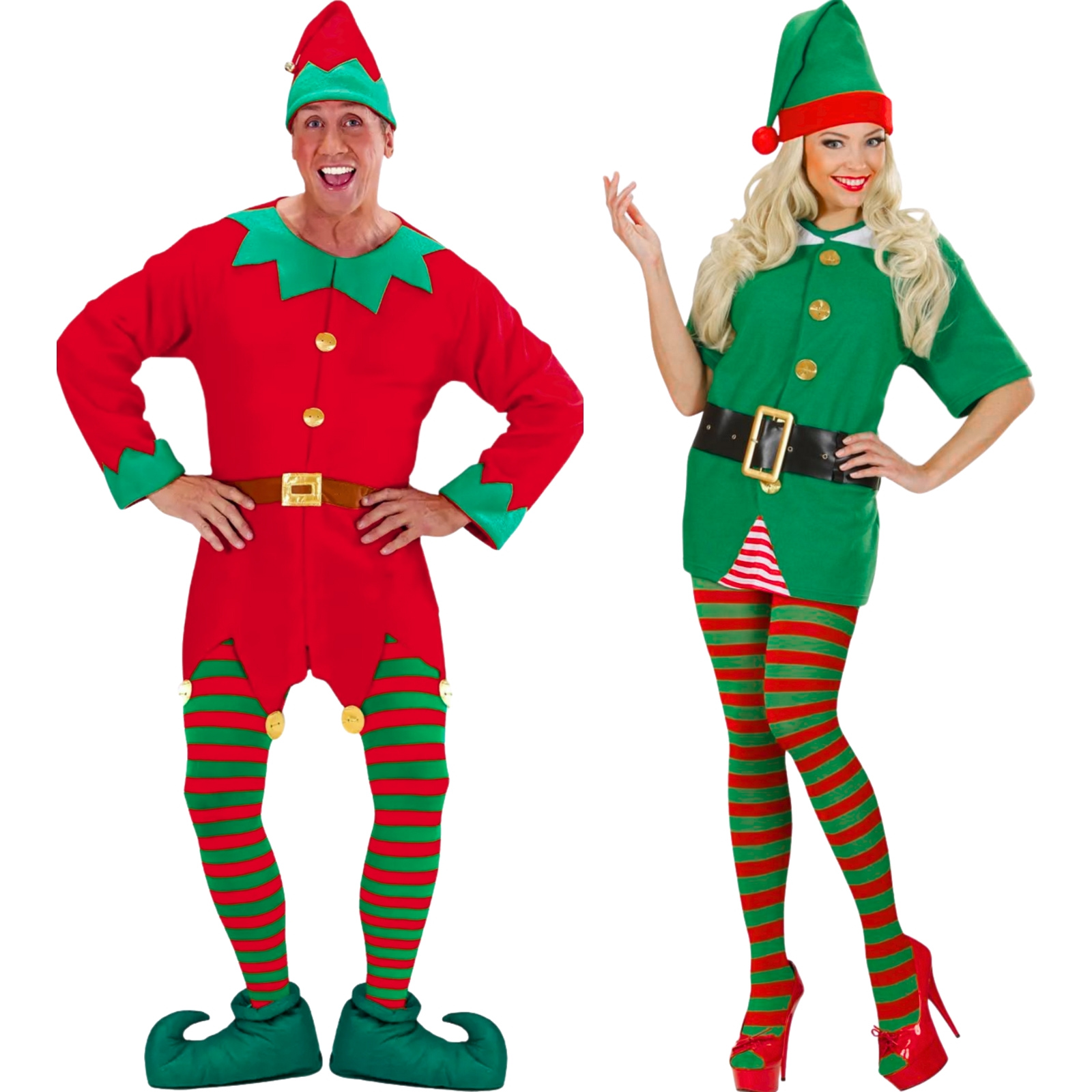 Adult Green and Red Striped Stockings X-Large