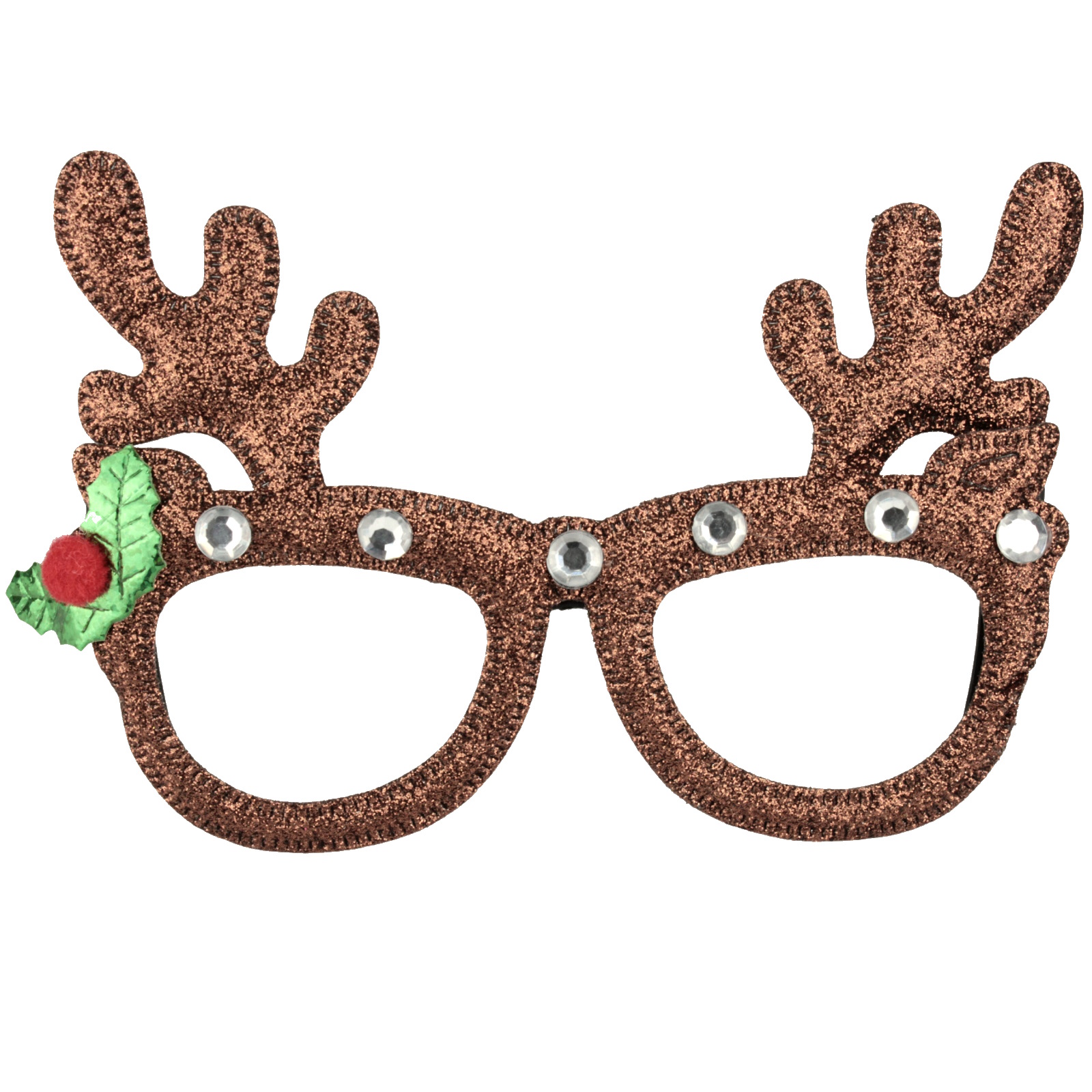 Glitter Reindeer Novelty Christmas Glasses 