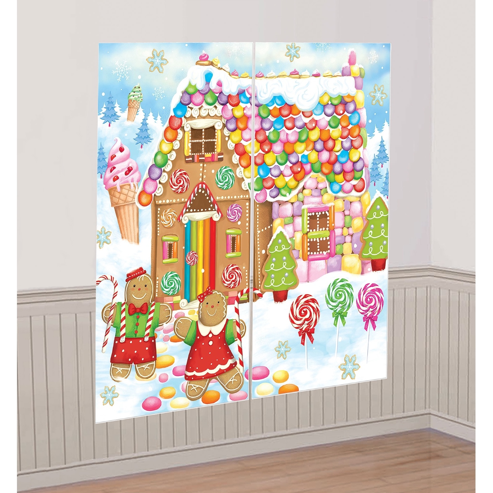 Gingerbread House Scene Setter Wall Decorations