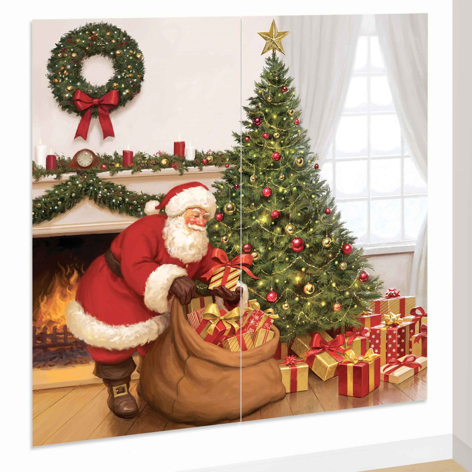 Traditional Father Christmas Scene Setter Wall Decorating Kit