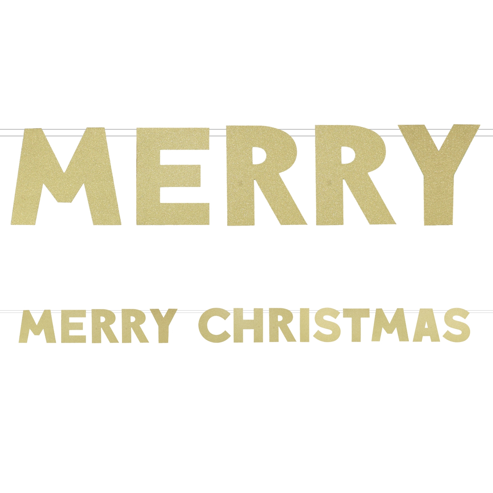 Merry Christmas Gold Glitter Letter Banner